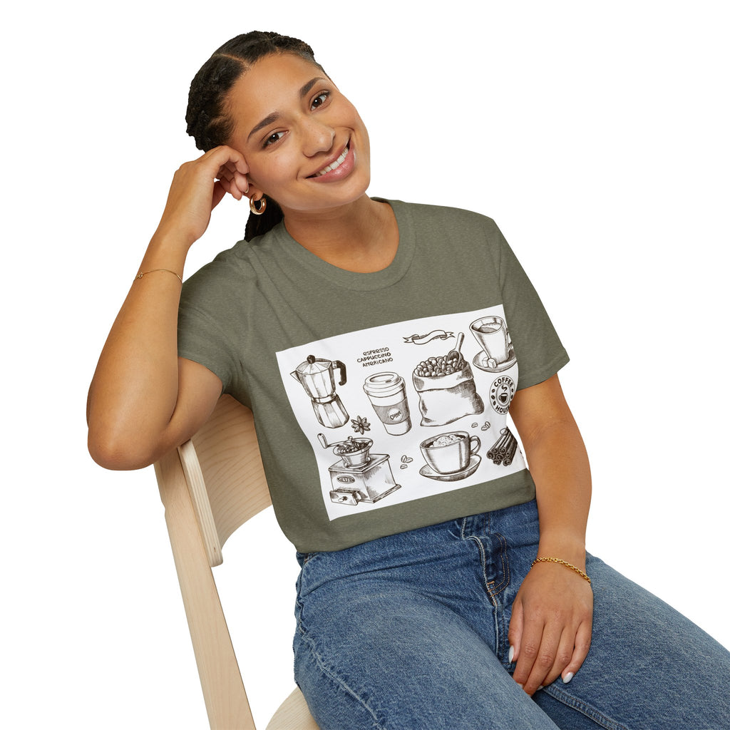 Coffee Lover T-Shirt — Chic Sketched Coffee Design