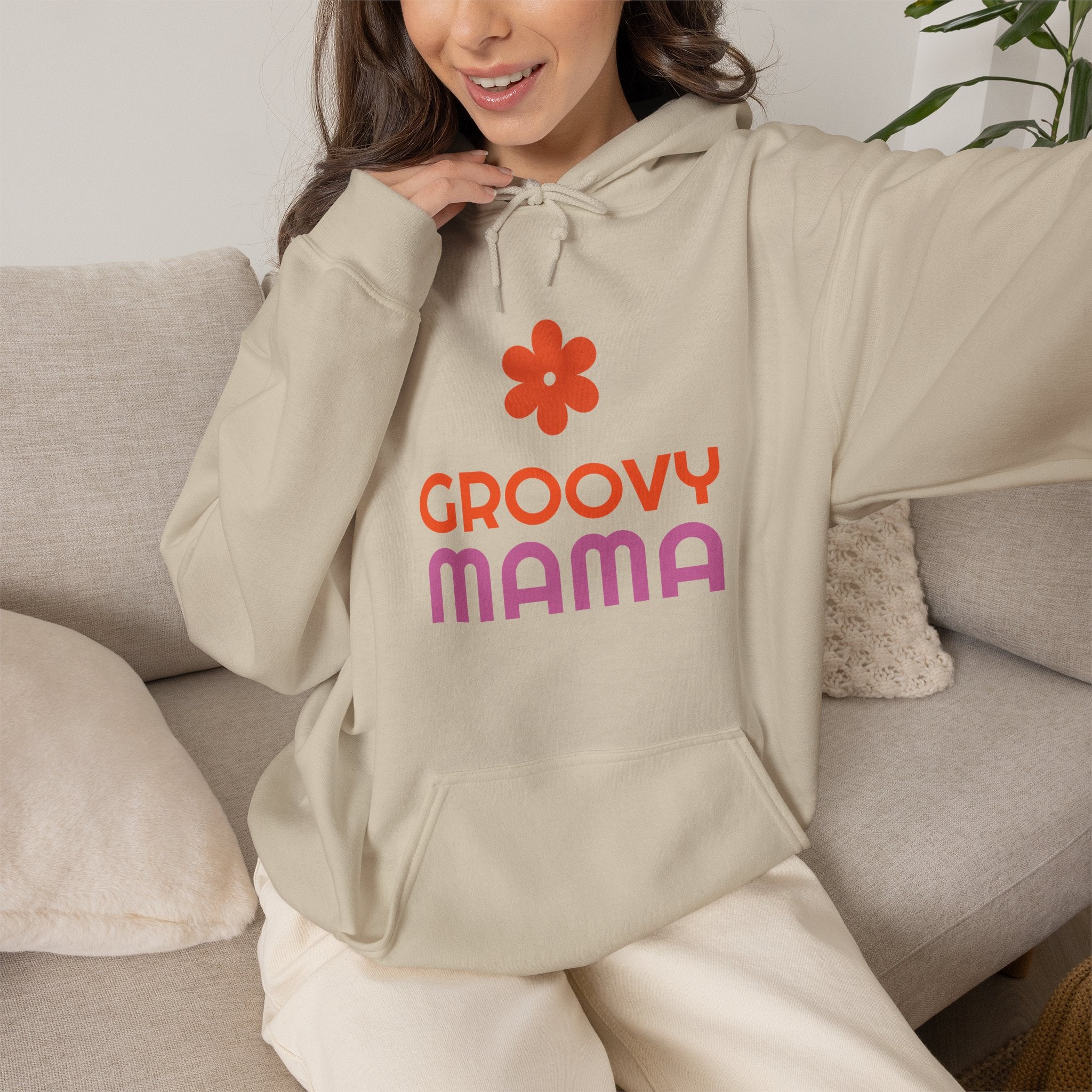 Groovy Mama Hoodie — Cozy Retro Flower Mom Sweatshirt