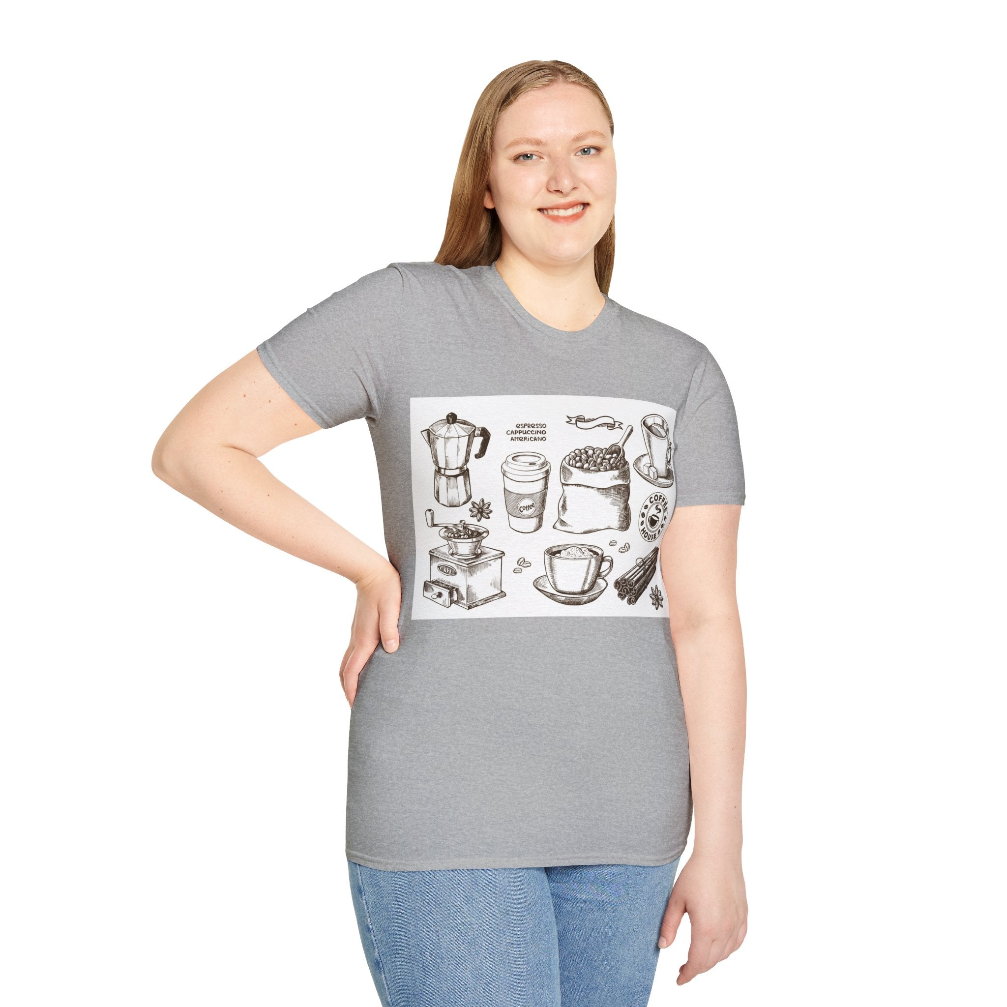 Coffee Lover T-Shirt — Chic Sketched Coffee Design