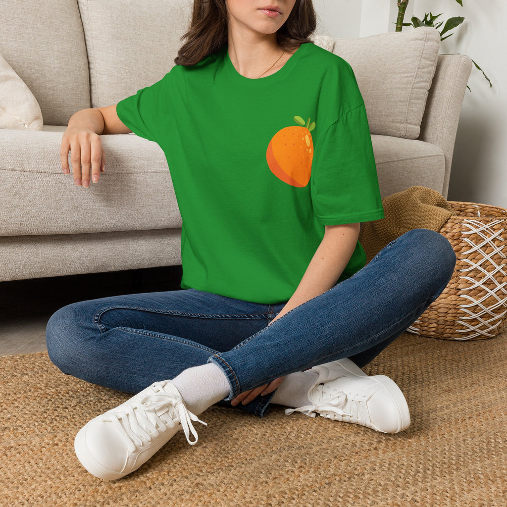 Orange Pocket Tee — Cute Minimalist Citrus Graphic T-Shirt