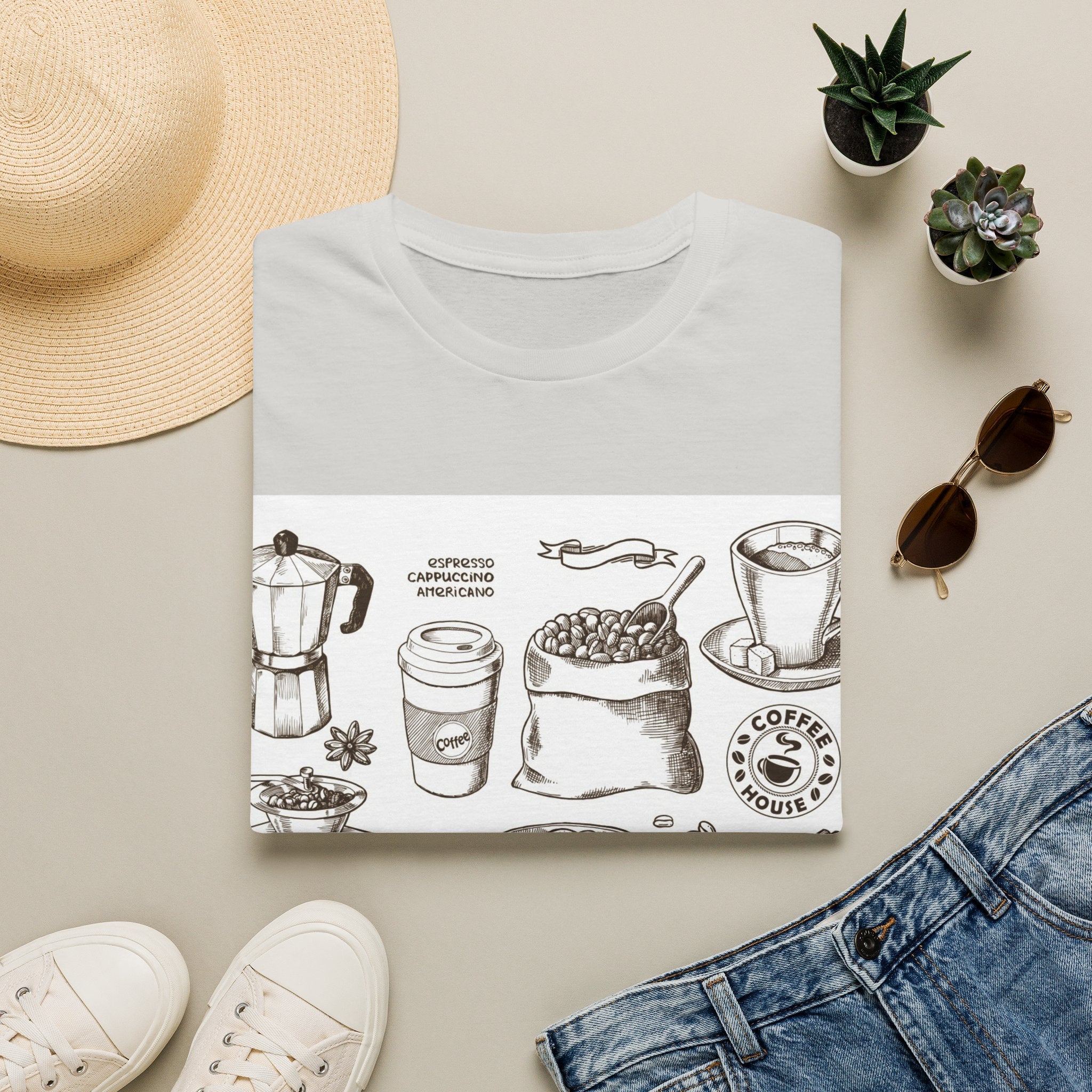 Coffee Lover T-Shirt — Chic Sketched Coffee Design