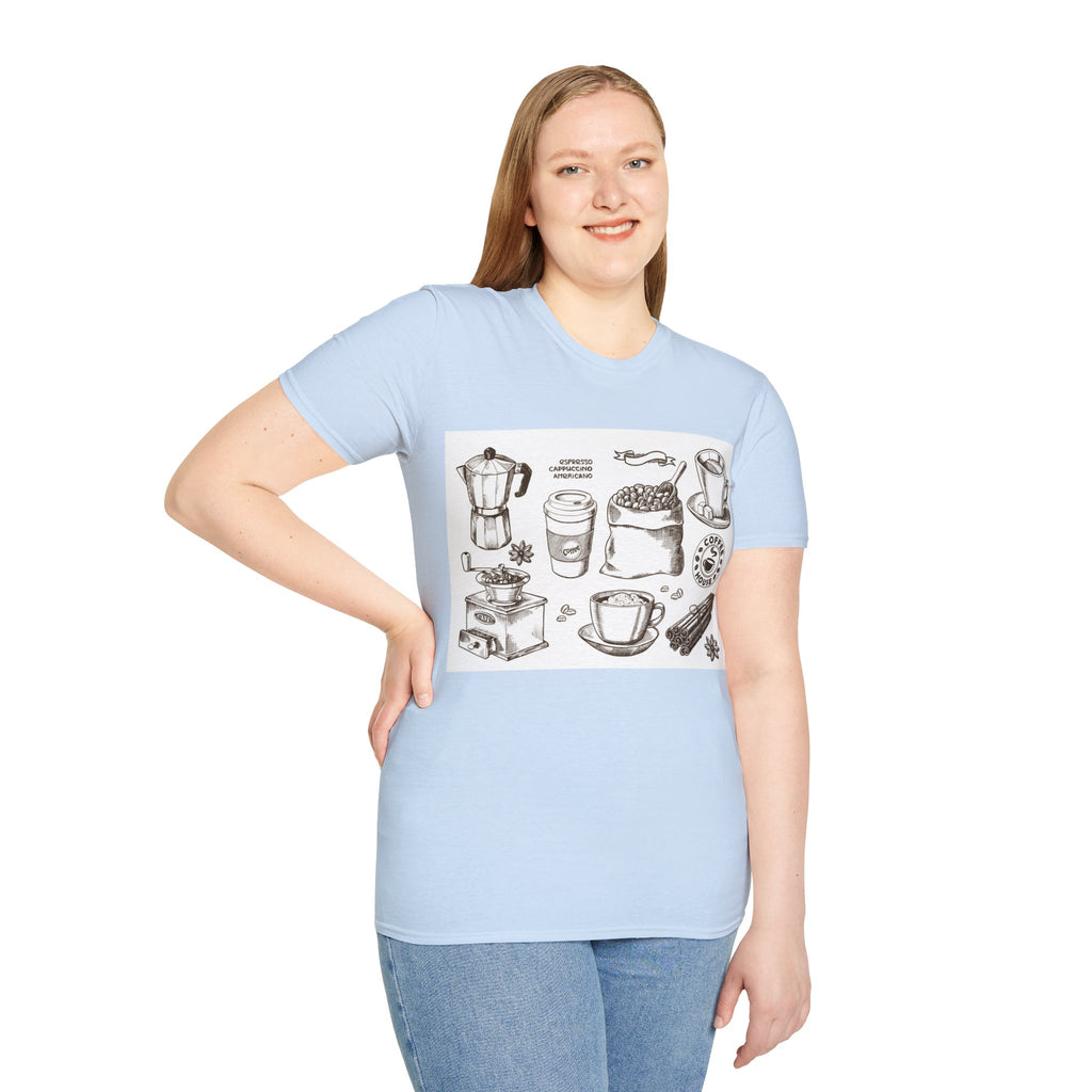 Coffee Lover T-Shirt — Chic Sketched Coffee Design
