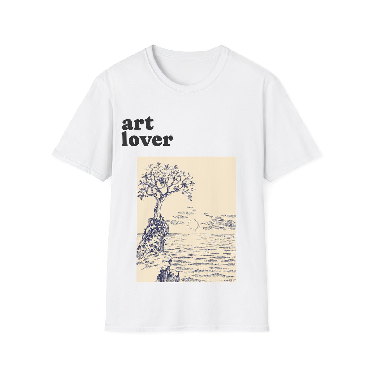 Art Lover T-Shirt — Vintage Seascape Tree Graphic Tee