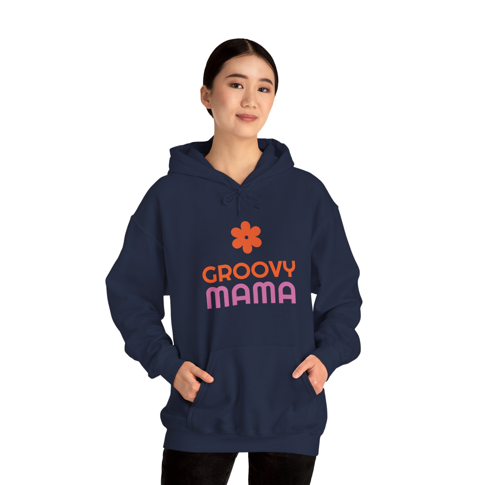 Groovy Mama Hoodie — Cozy Retro Flower Mom Sweatshirt