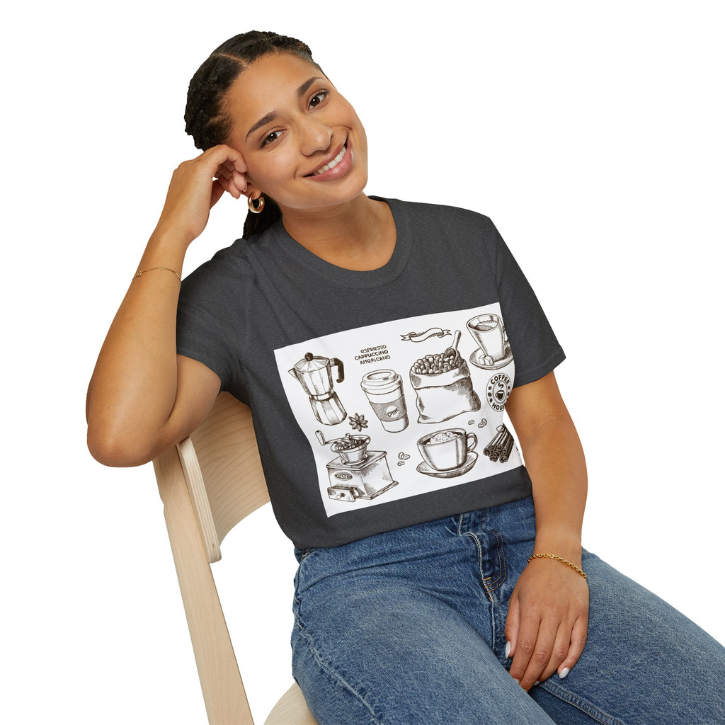 Coffee Lover T-Shirt — Chic Sketched Coffee Design