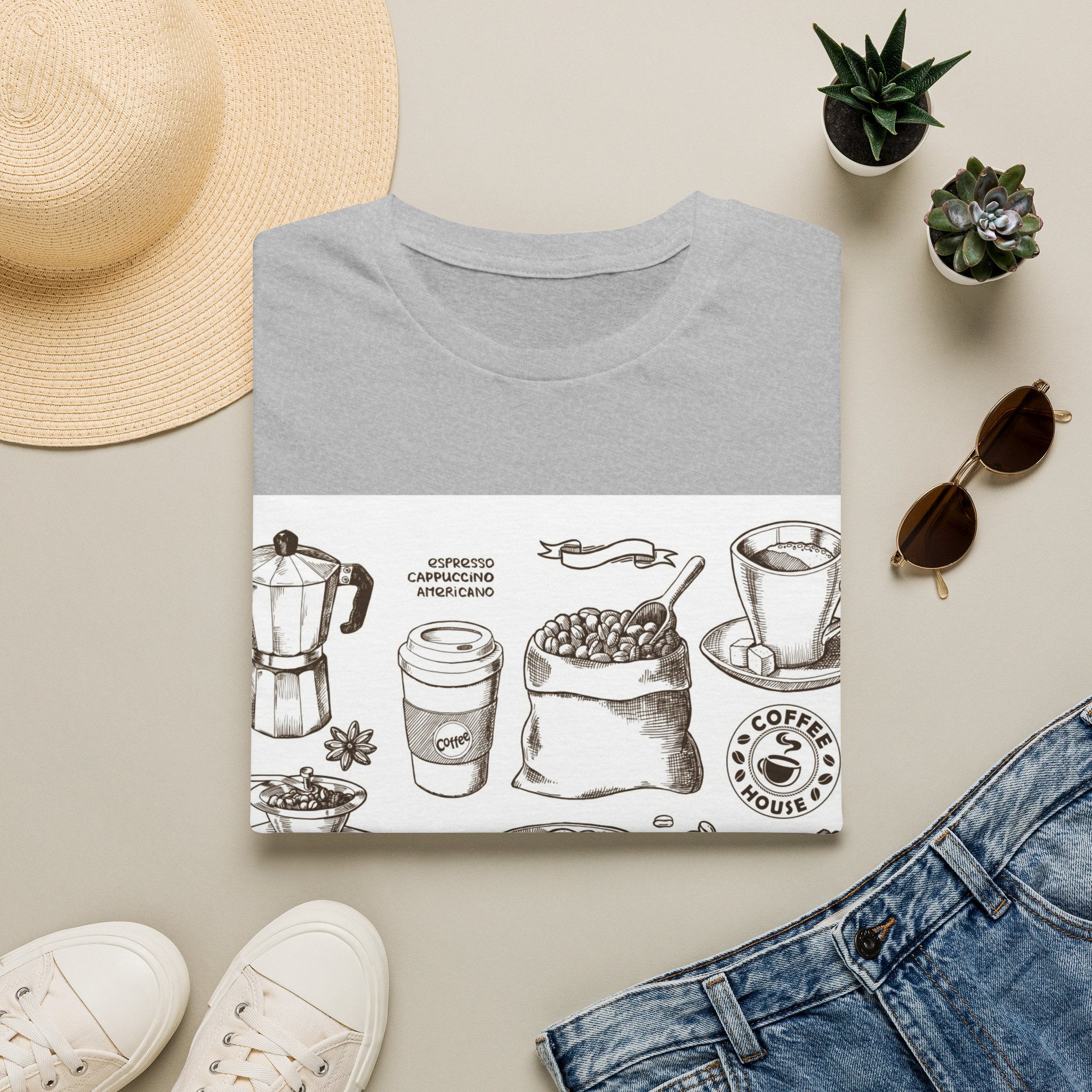 Coffee Lover T-Shirt — Chic Sketched Coffee Design