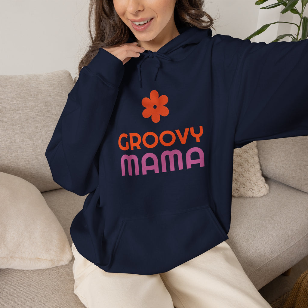 Groovy Mama Hoodie — Cozy Retro Flower Mom Sweatshirt