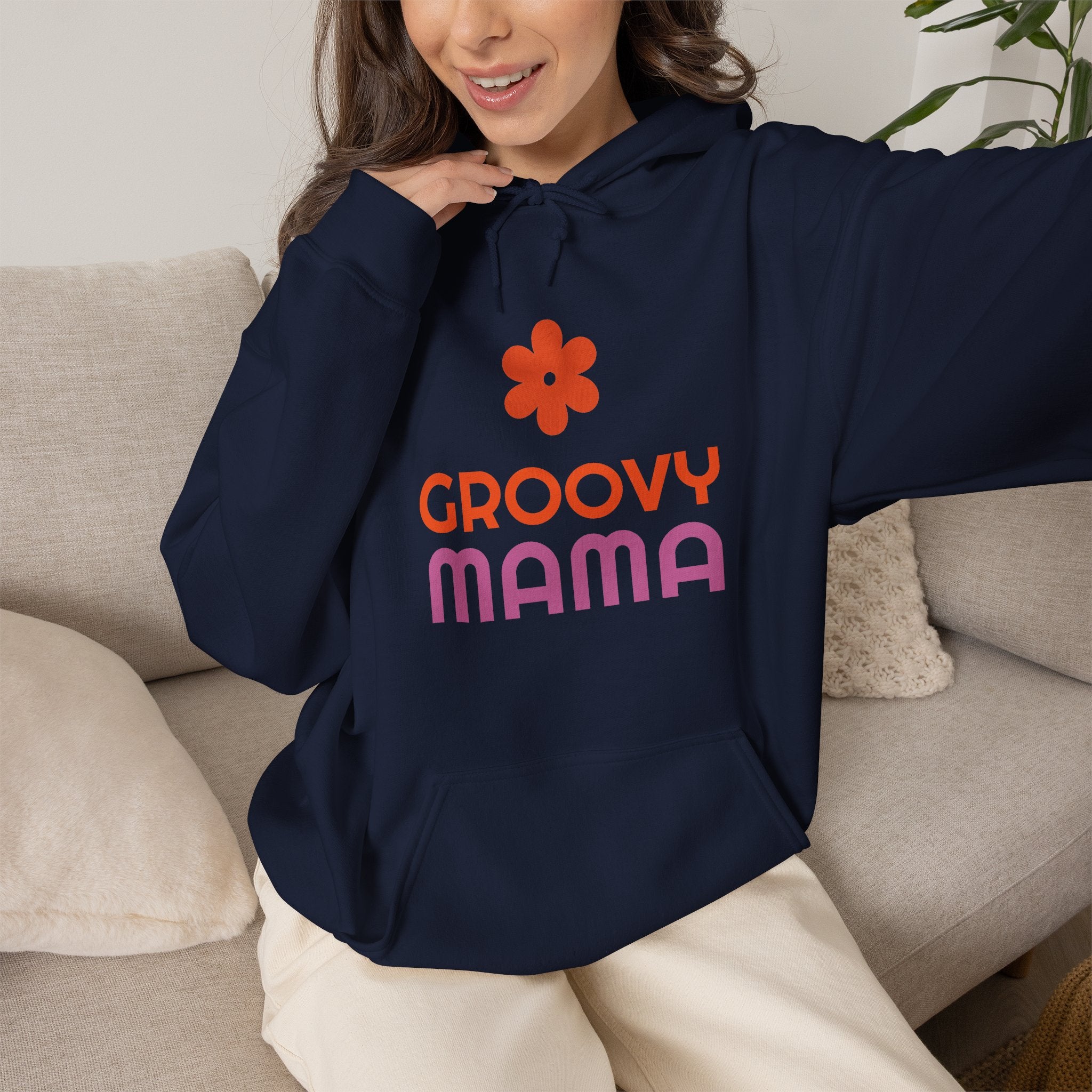Groovy Mama Hoodie — Cozy Retro Flower Mom Sweatshirt