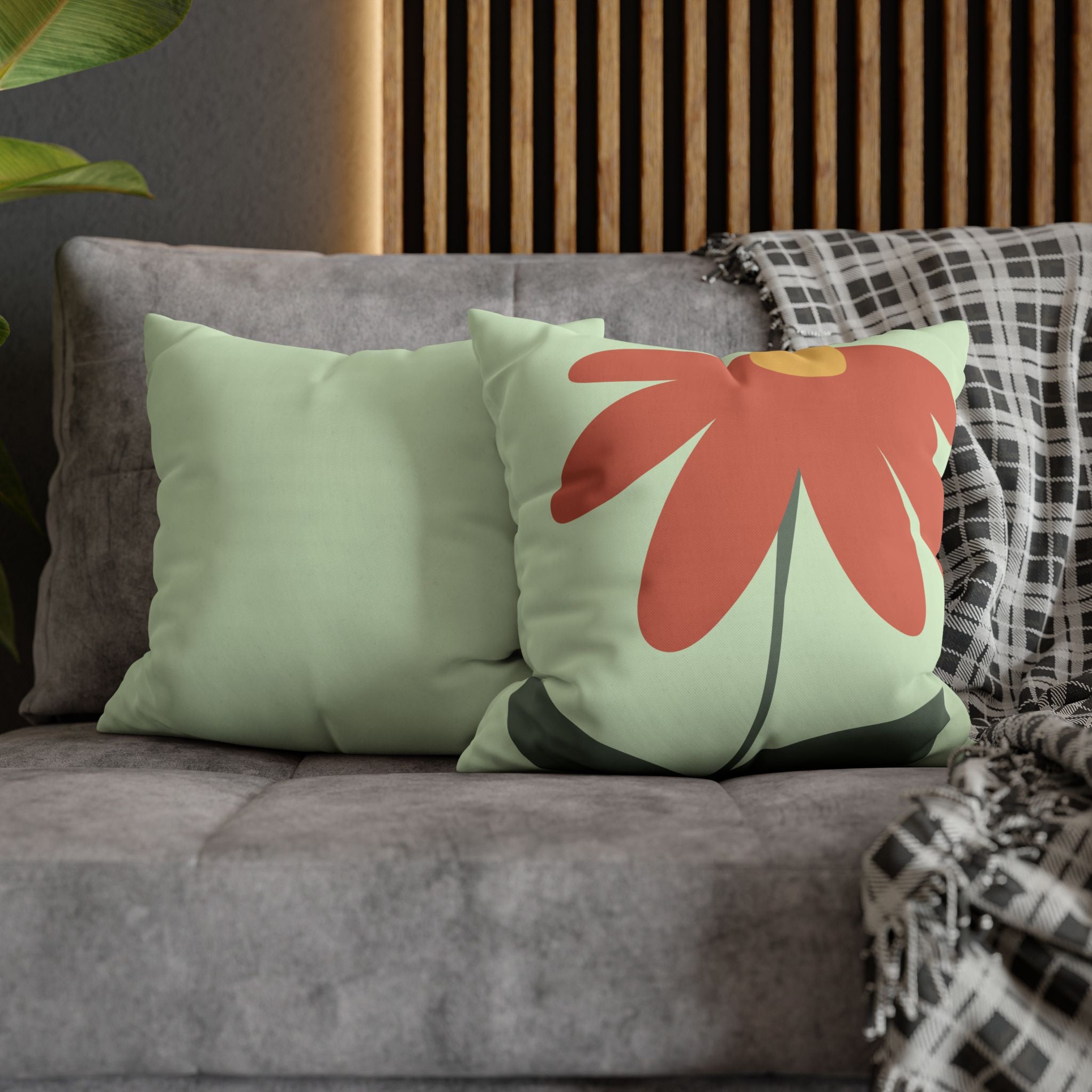 Floral Canvas Pillowcase – Cozy Red Daisy