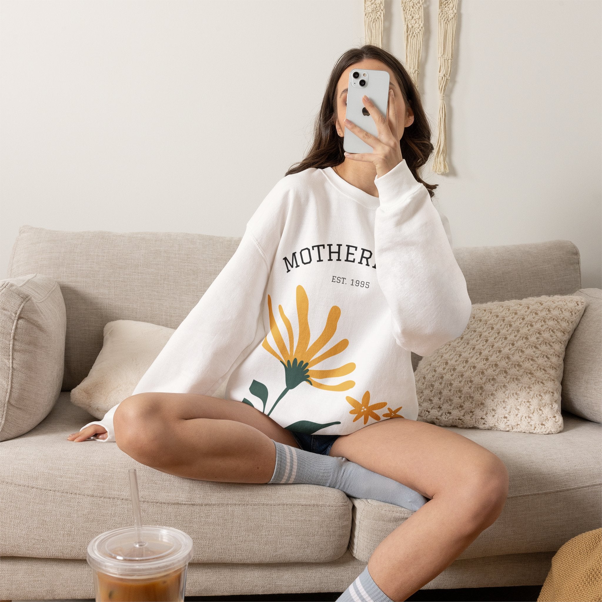 Motherhood Floral Crewneck Sweatshirt — 'Motherhood Est. 1985' Cozy Mom Gift