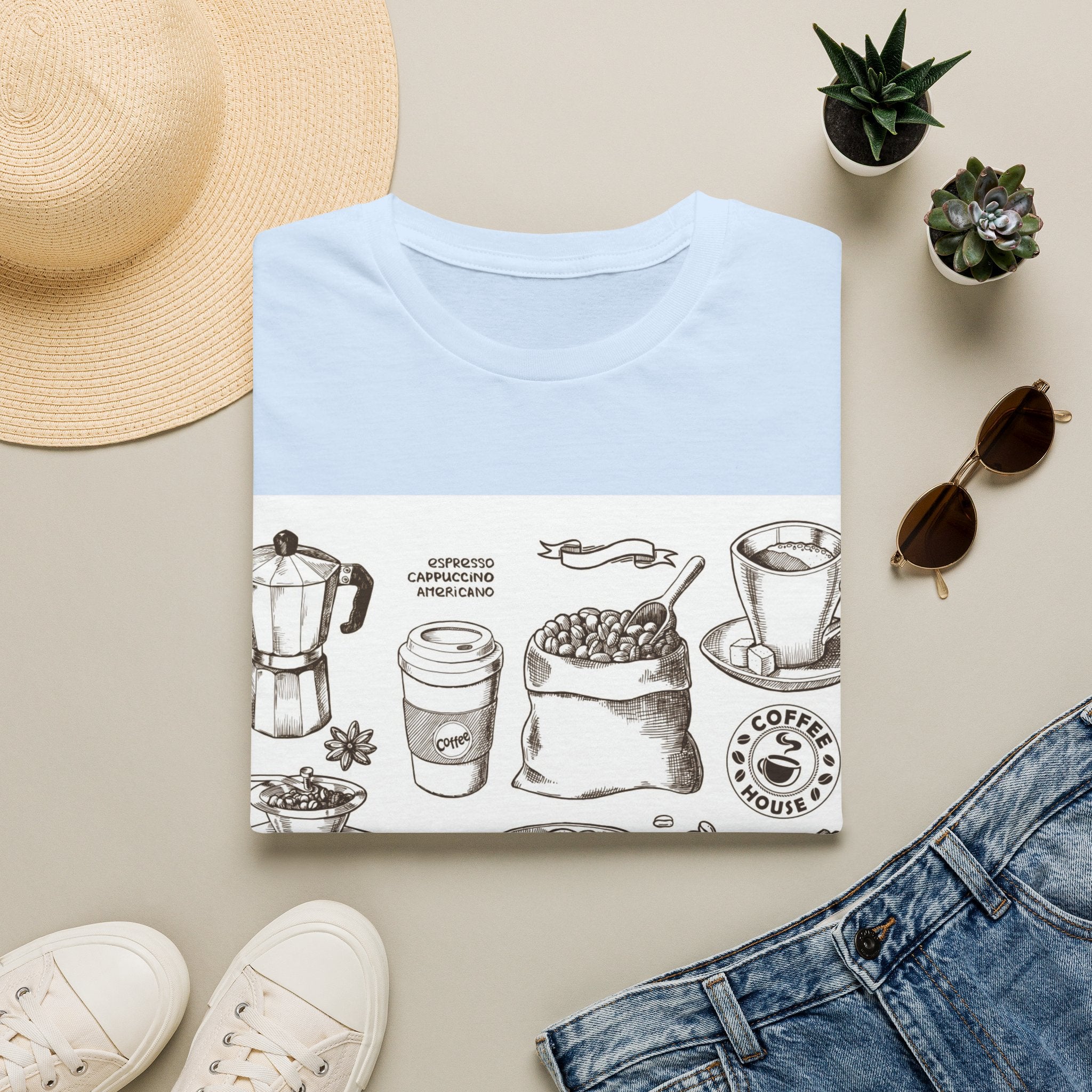Coffee Lover T-Shirt — Chic Sketched Coffee Design