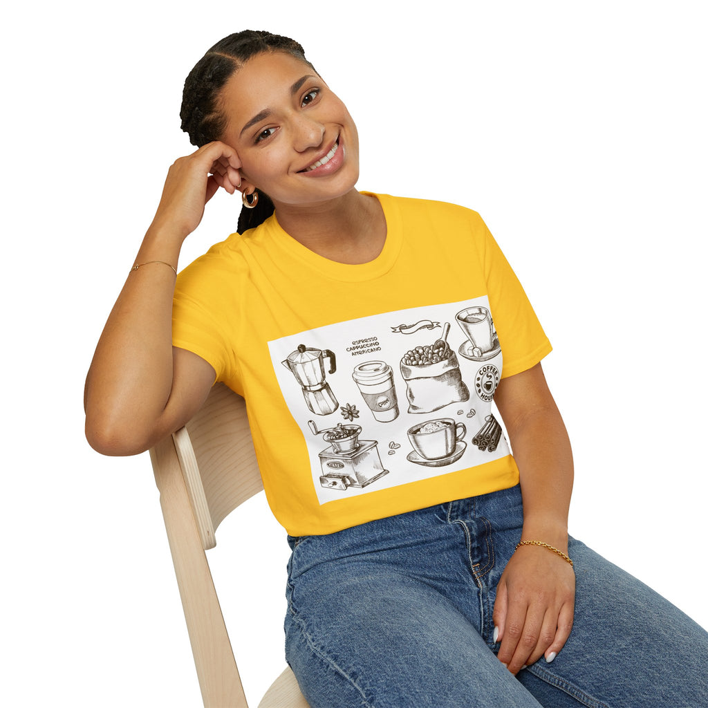 Coffee Lover T-Shirt — Chic Sketched Coffee Design
