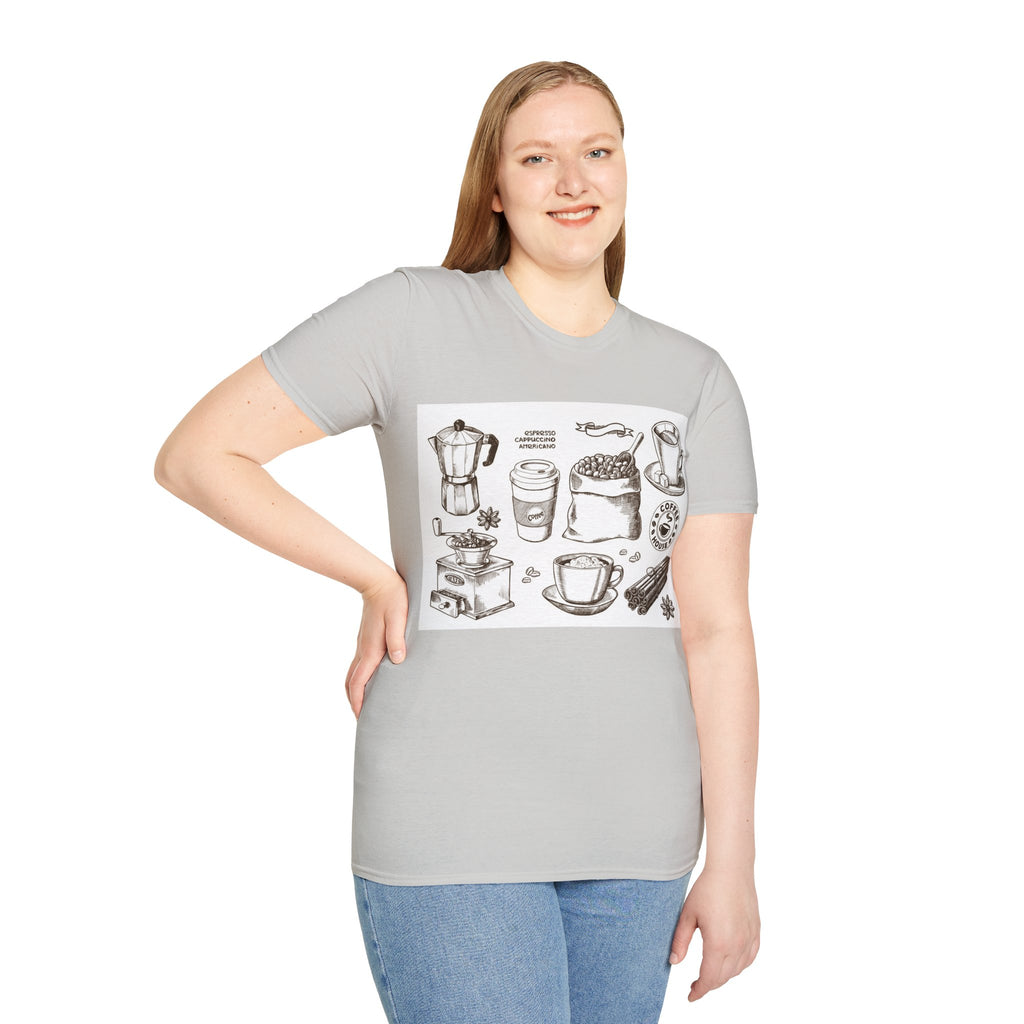 Coffee Lover T-Shirt — Chic Sketched Coffee Design