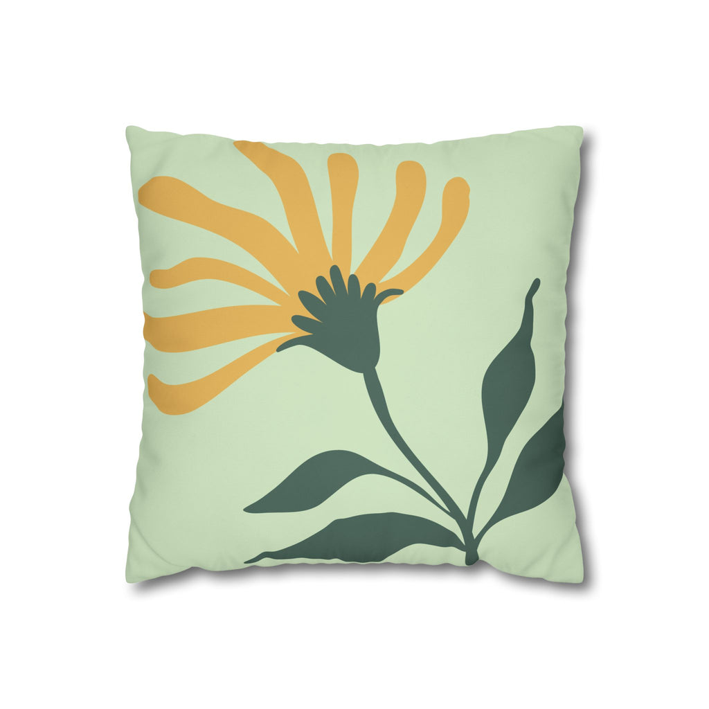 Botanical Floral Square Pillowcase — Mint Canvas Throw Pillow Cover