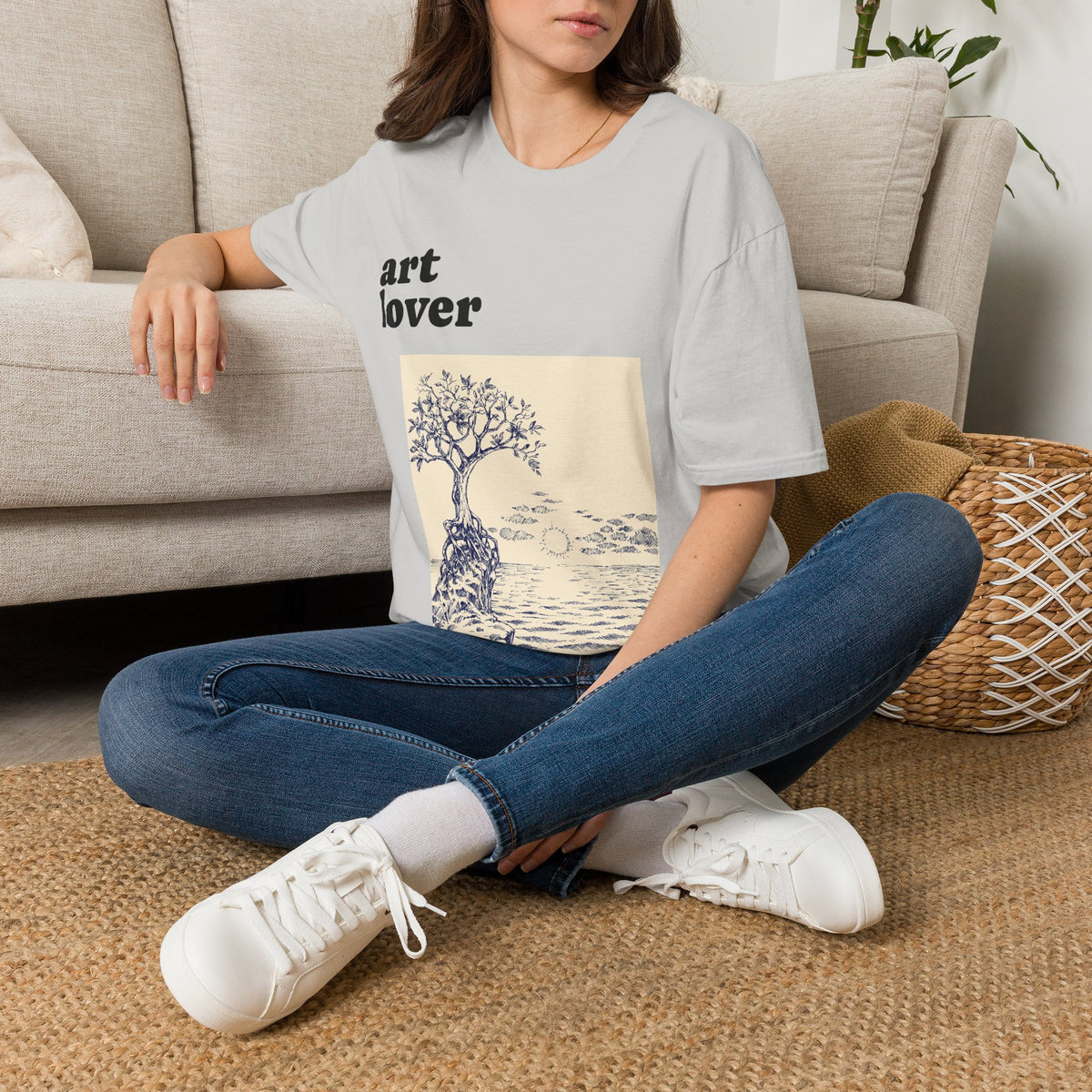 Art Lover T-Shirt — Vintage Seascape Tree Graphic Tee