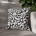 Chic Leopard Print Square Pillowcase — Black & White Animal Pattern Cushion Cover