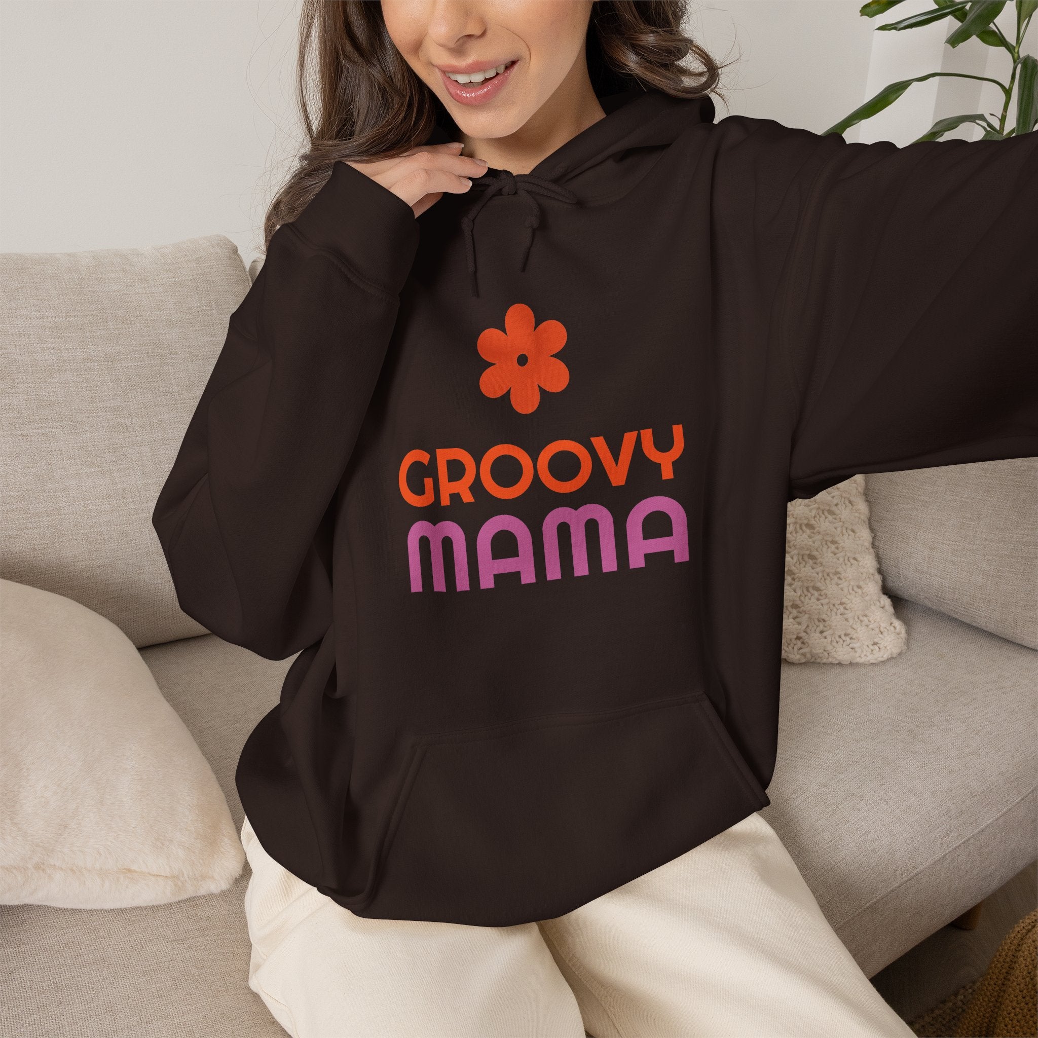Groovy Mama Hoodie — Cozy Retro Flower Mom Sweatshirt