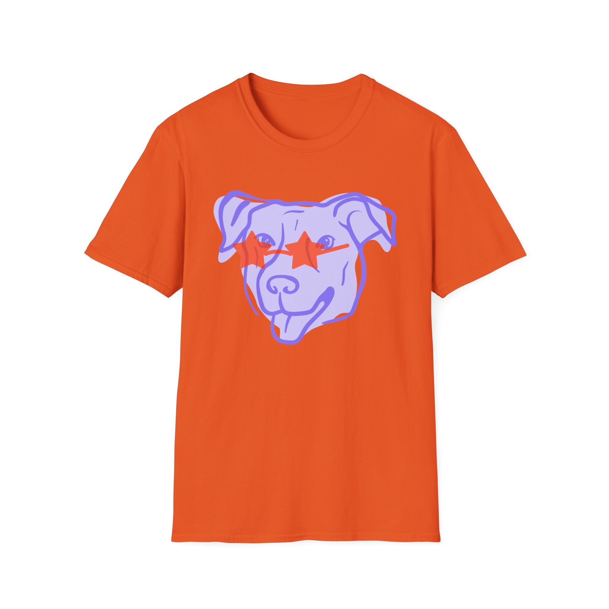 Star-Eyed Dog T-Shirt — Cute Purple Pup with Red Star Sunglasses Tee