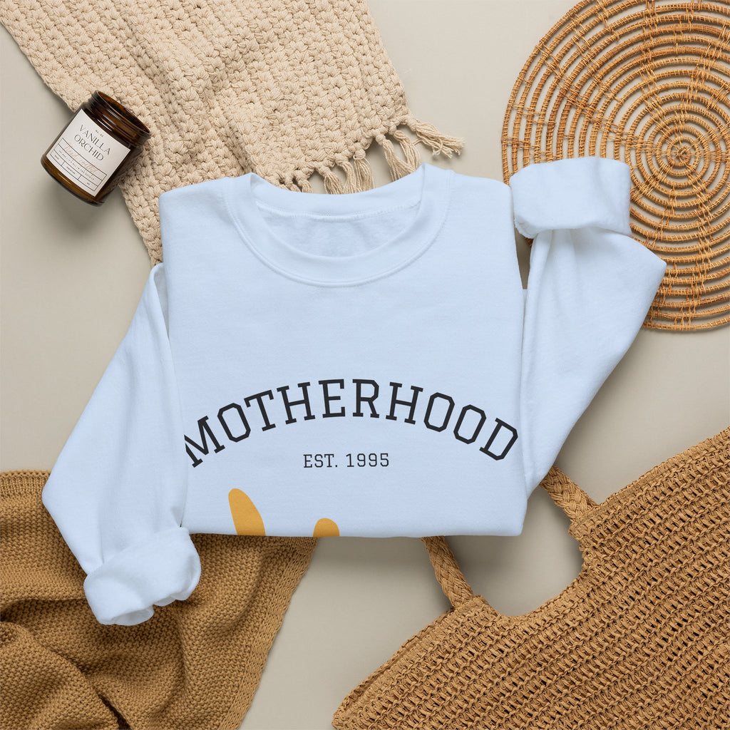 Motherhood Floral Crewneck Sweatshirt — 'Motherhood Est. 1985' Cozy Mom Gift