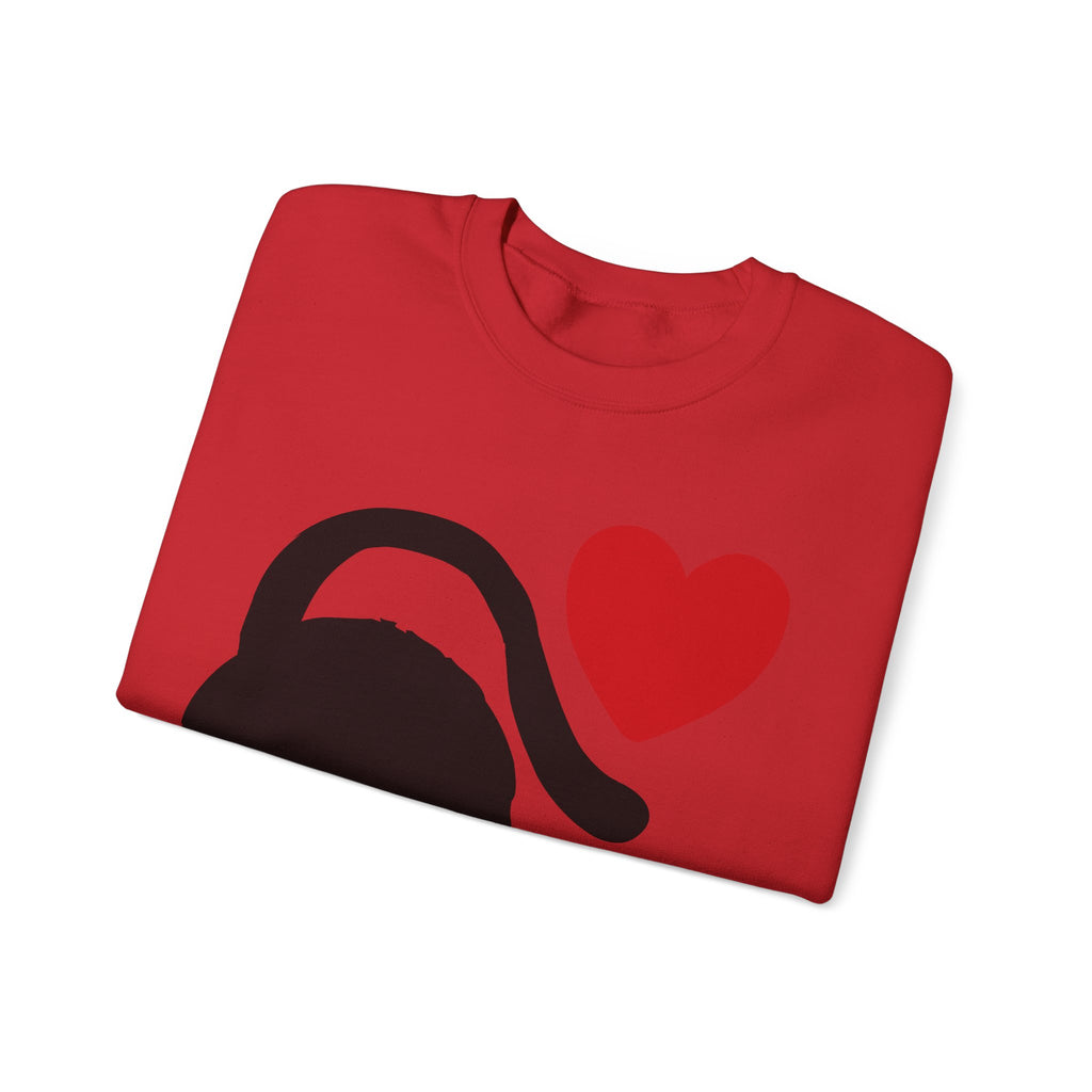 Cat Lover Sweatshirt — Black Cat with Heart Graphic