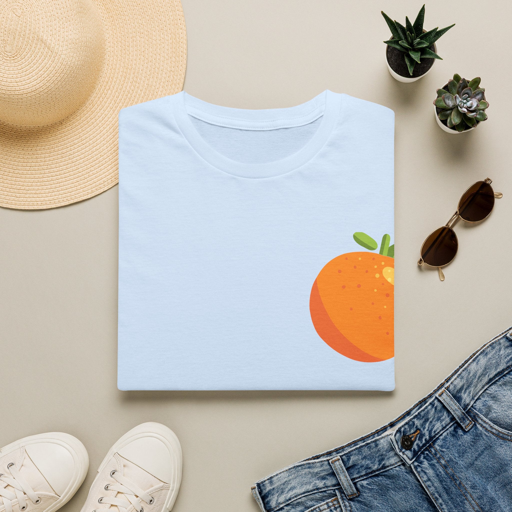 Orange Pocket Tee — Cute Minimalist Citrus Graphic T-Shirt