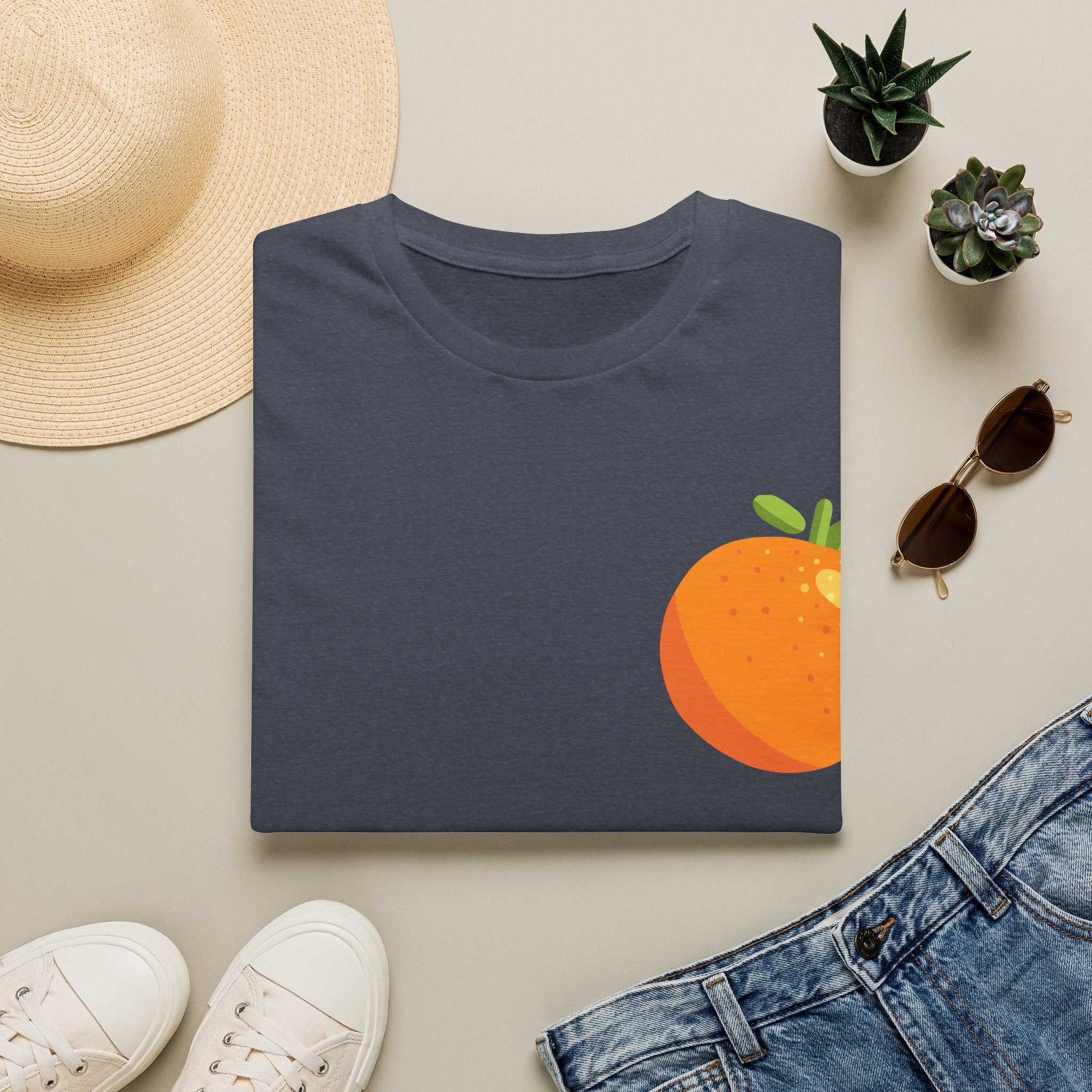 Orange Pocket Tee — Cute Minimalist Citrus Graphic T-Shirt