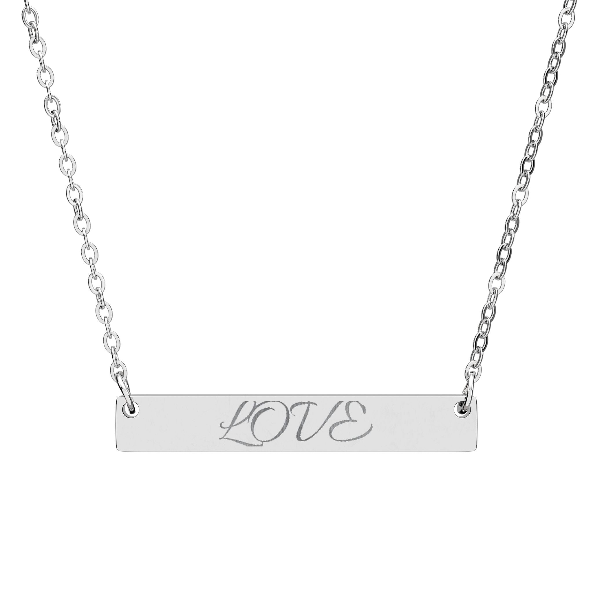 Engraved 'Love' Bar Necklace — Horizontal Pendant