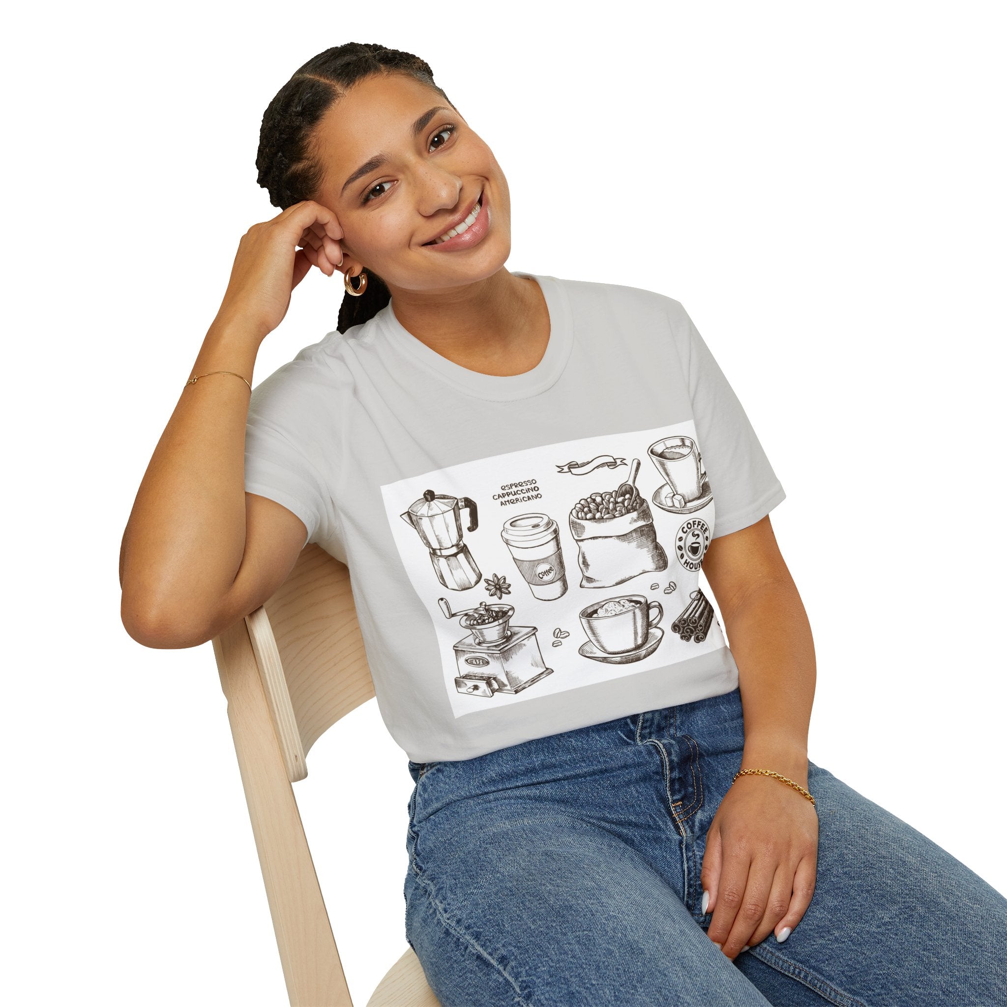 Coffee Lover T-Shirt — Chic Sketched Coffee Design