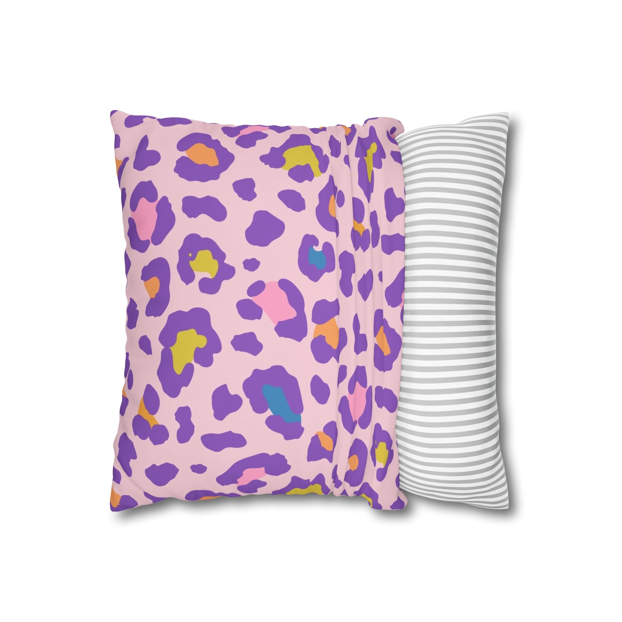 Purple Pastel Leopard Print Pillowcase - Square Decorative Throw Pillow Cover