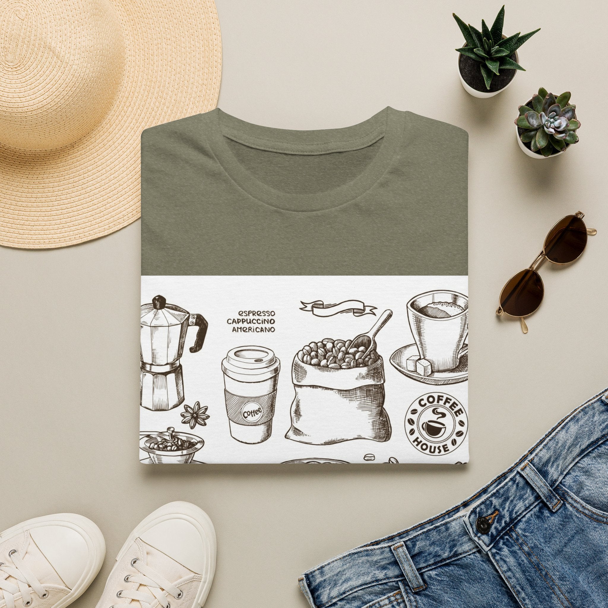 Coffee Lover T-Shirt — Chic Sketched Coffee Design