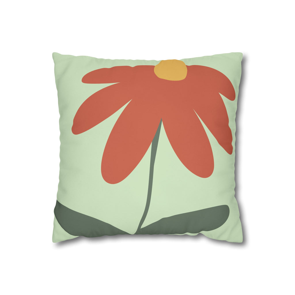 Floral Canvas Pillowcase – Cozy Red Daisy