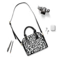 Black & White Leopard Shoulder Handbag — Chic Animal Print Quality Purse