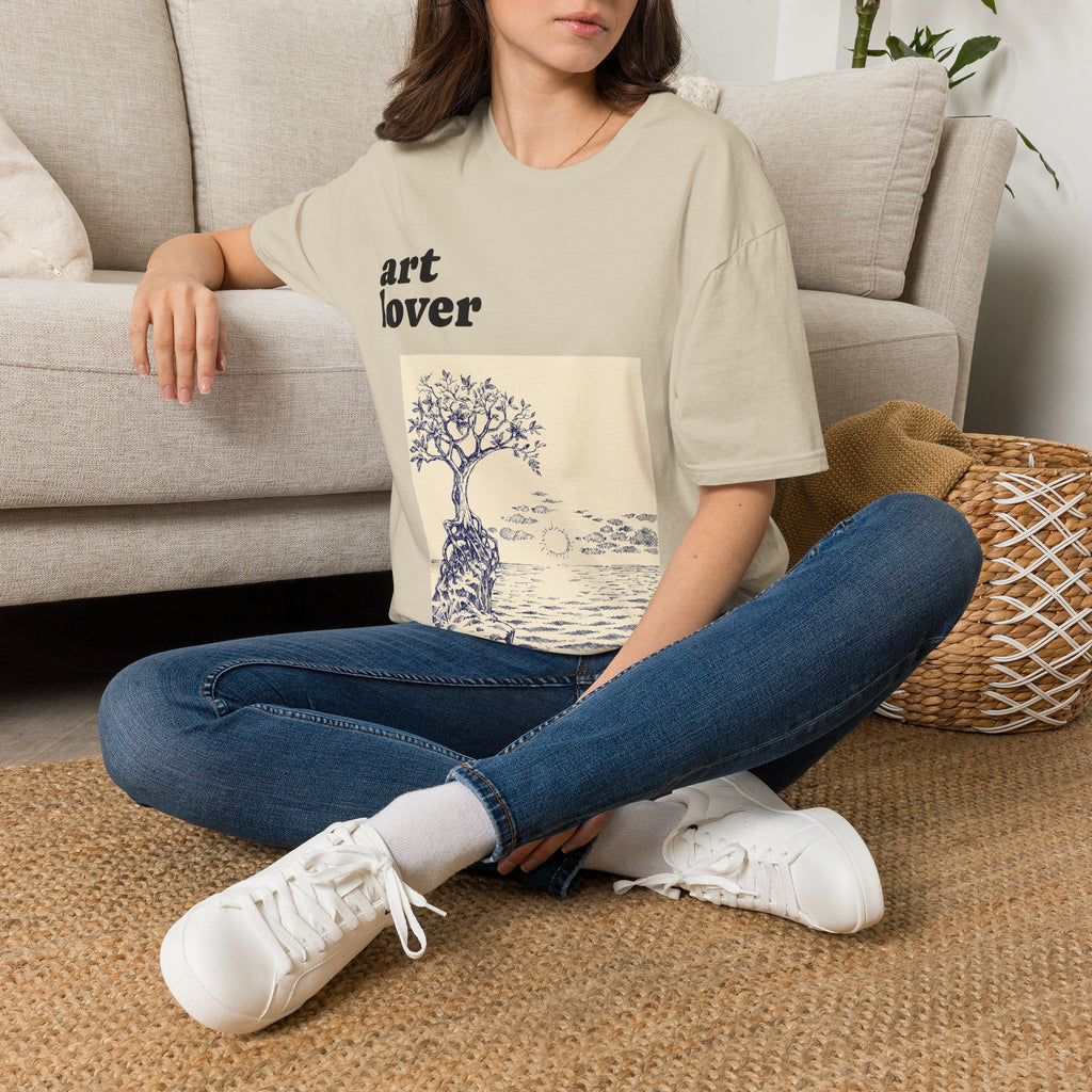 Art Lover T-Shirt — Vintage Seascape Tree Graphic Tee