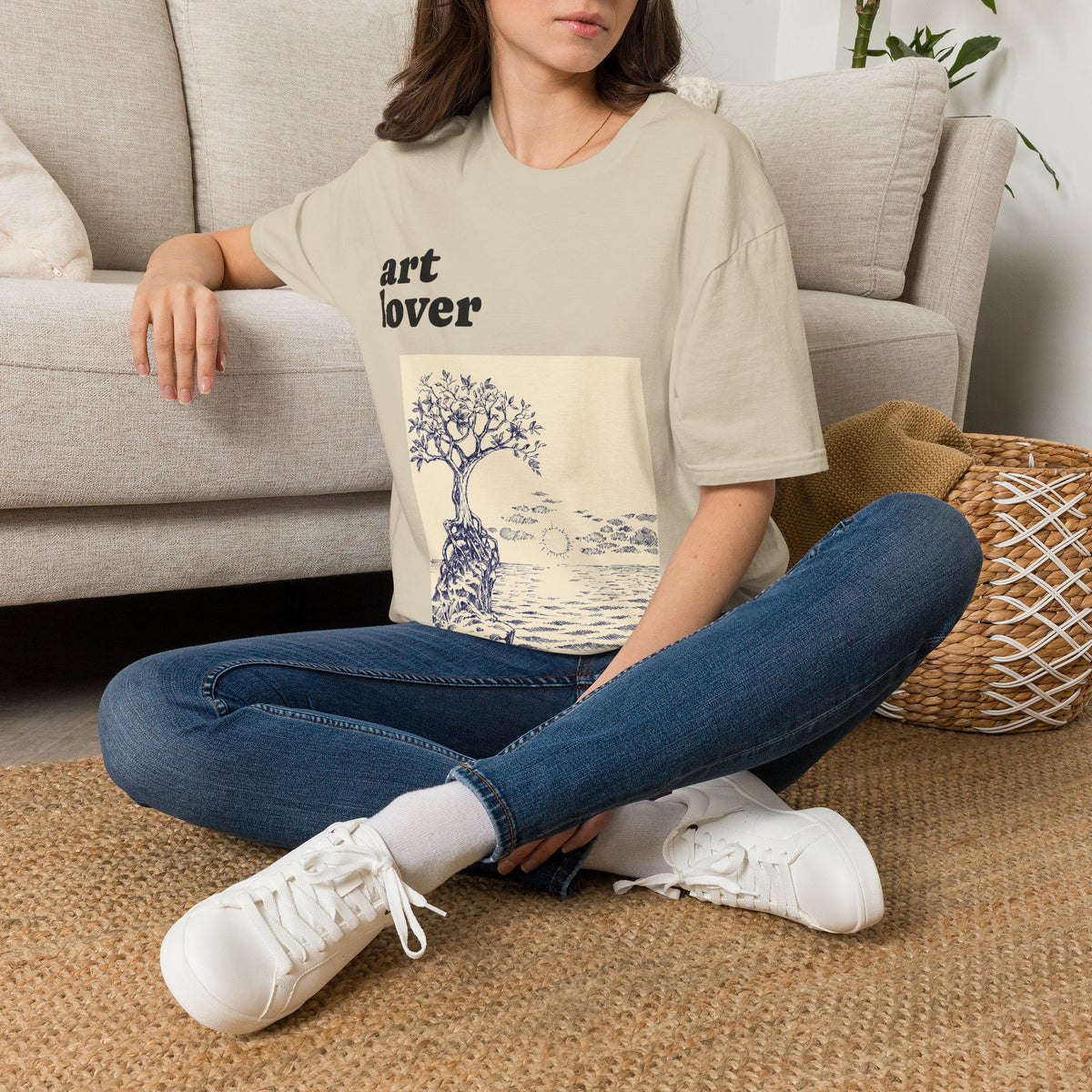 Art Lover T-Shirt — Vintage Seascape Tree Graphic Tee