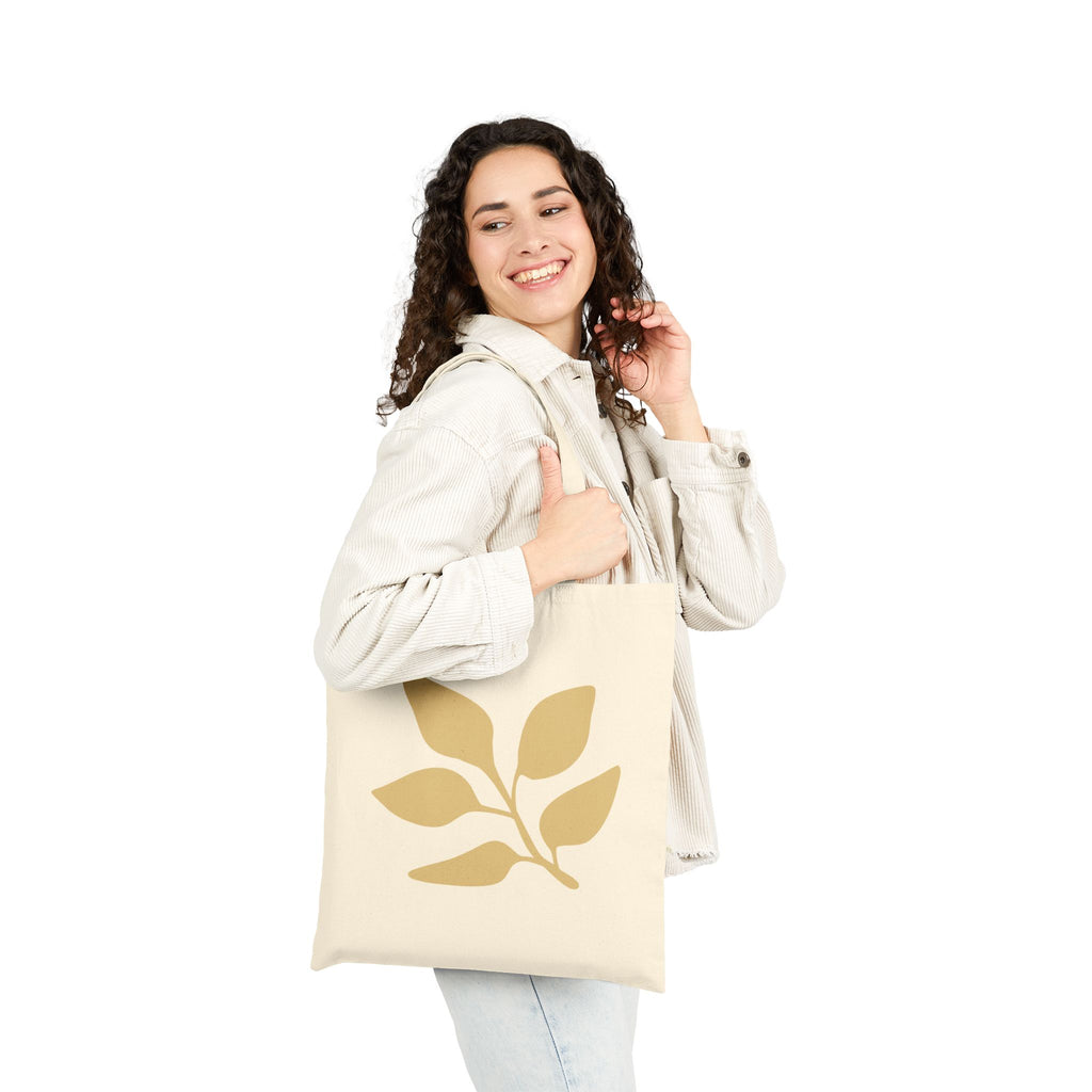 Botanical Minimalist Canvas Tote — Yellow Leaf Floral Market Bag