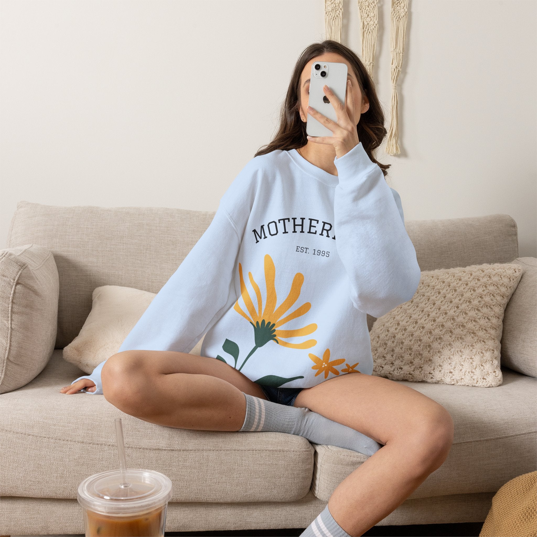 Motherhood Floral Crewneck Sweatshirt — 'Motherhood Est. 1985' Cozy Mom Gift