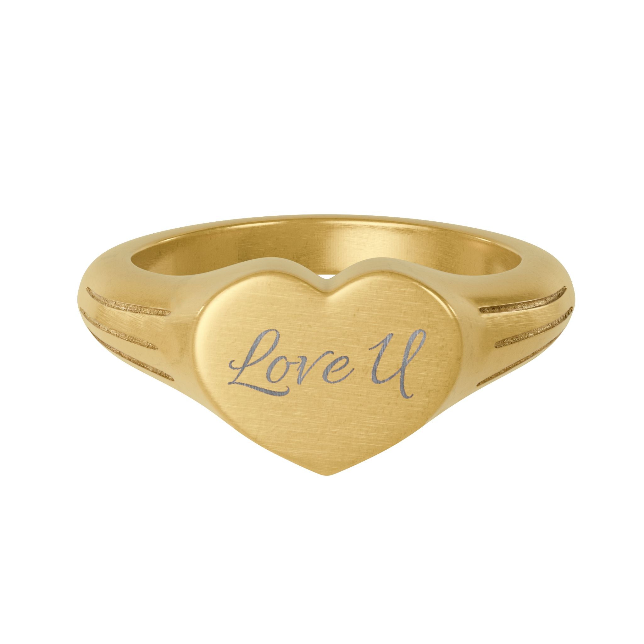 Heart Signet Ring — Engraved “Love U” Stainless Steel (Gift or Self Love)