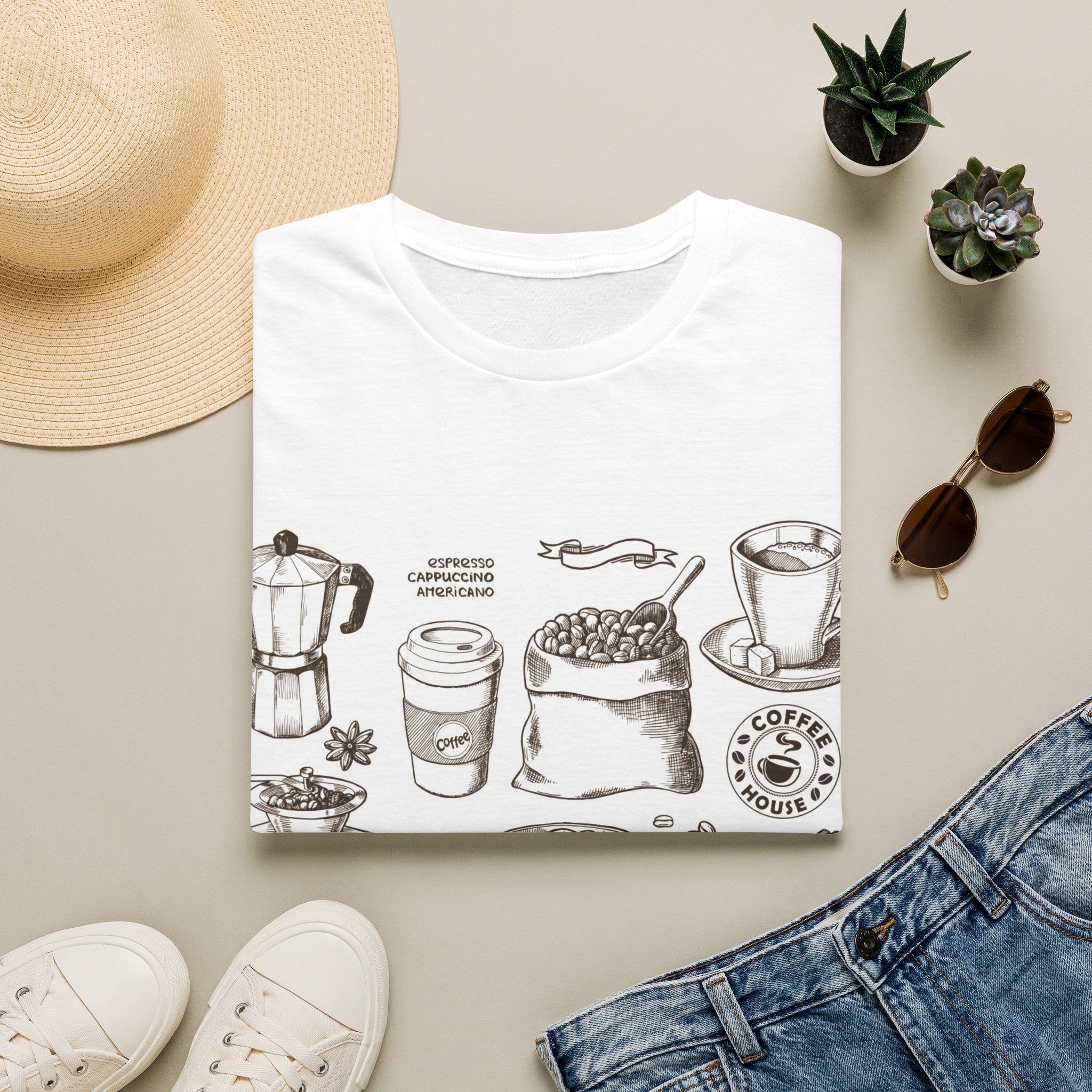 Coffee Lover T-Shirt — Chic Sketched Coffee Design