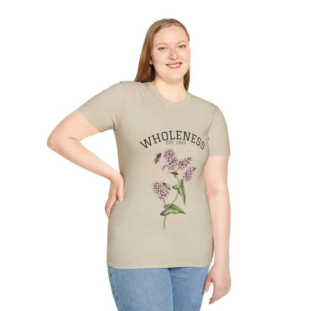 Wholeness Floral T‑Shirt — Vintage Lilac Botanical Design