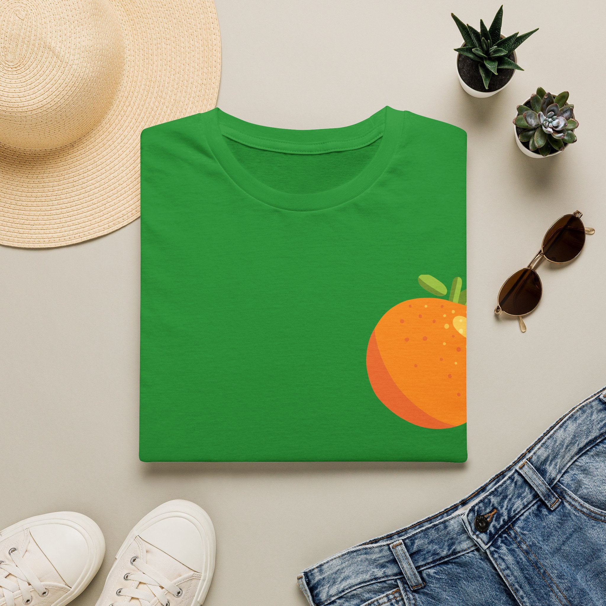 Orange Pocket Tee — Cute Minimalist Citrus Graphic T-Shirt