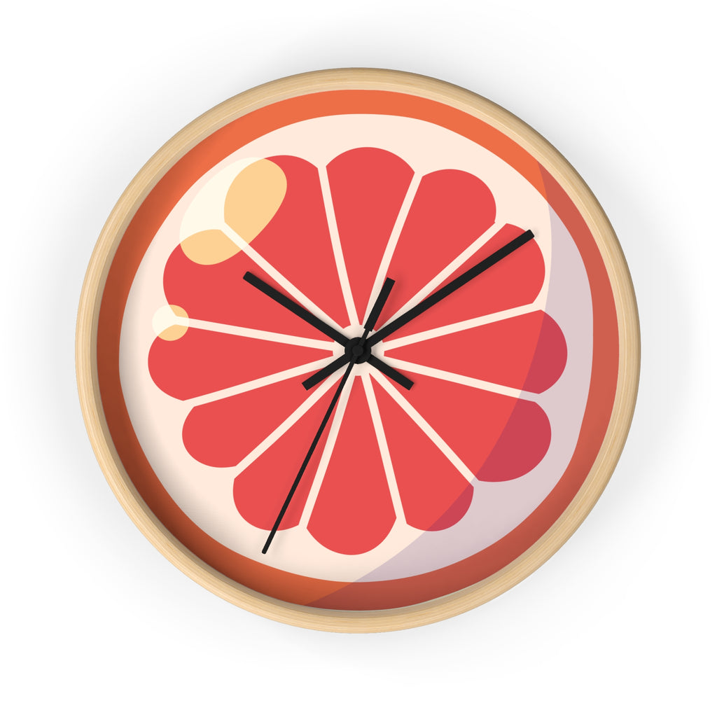 Citrus Slice Wall Clock — Retro Pink Grapefruit Kitchen Clock