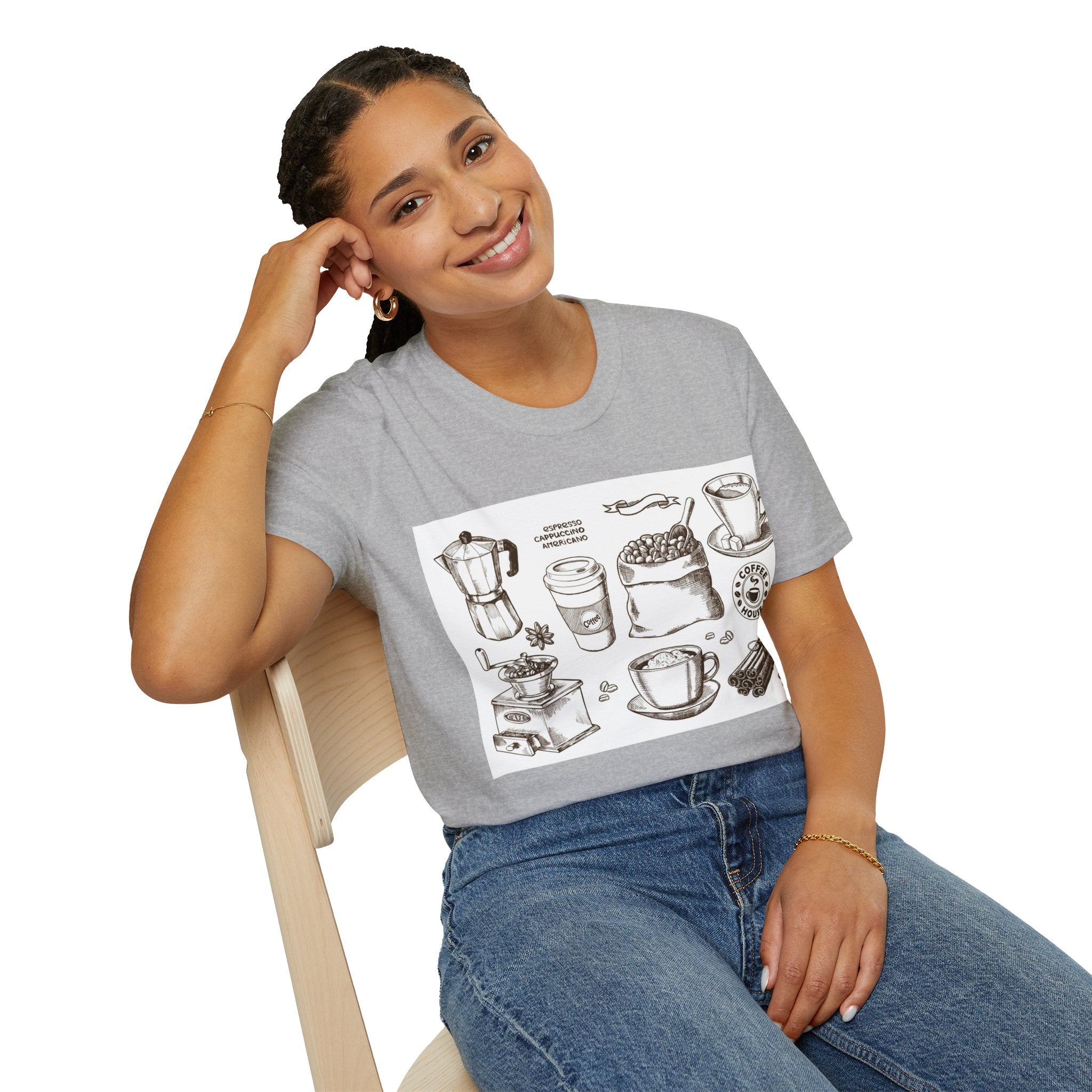 Coffee Lover T-Shirt — Chic Sketched Coffee Design