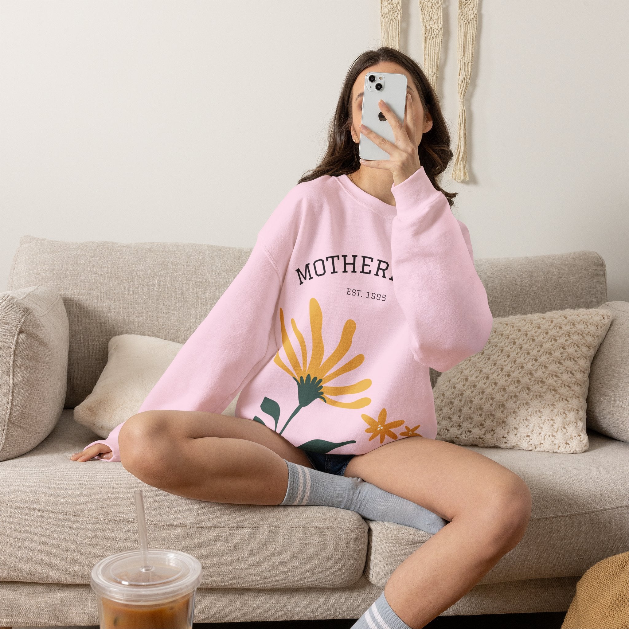 Motherhood Floral Crewneck Sweatshirt — 'Motherhood Est. 1985' Cozy Mom Gift