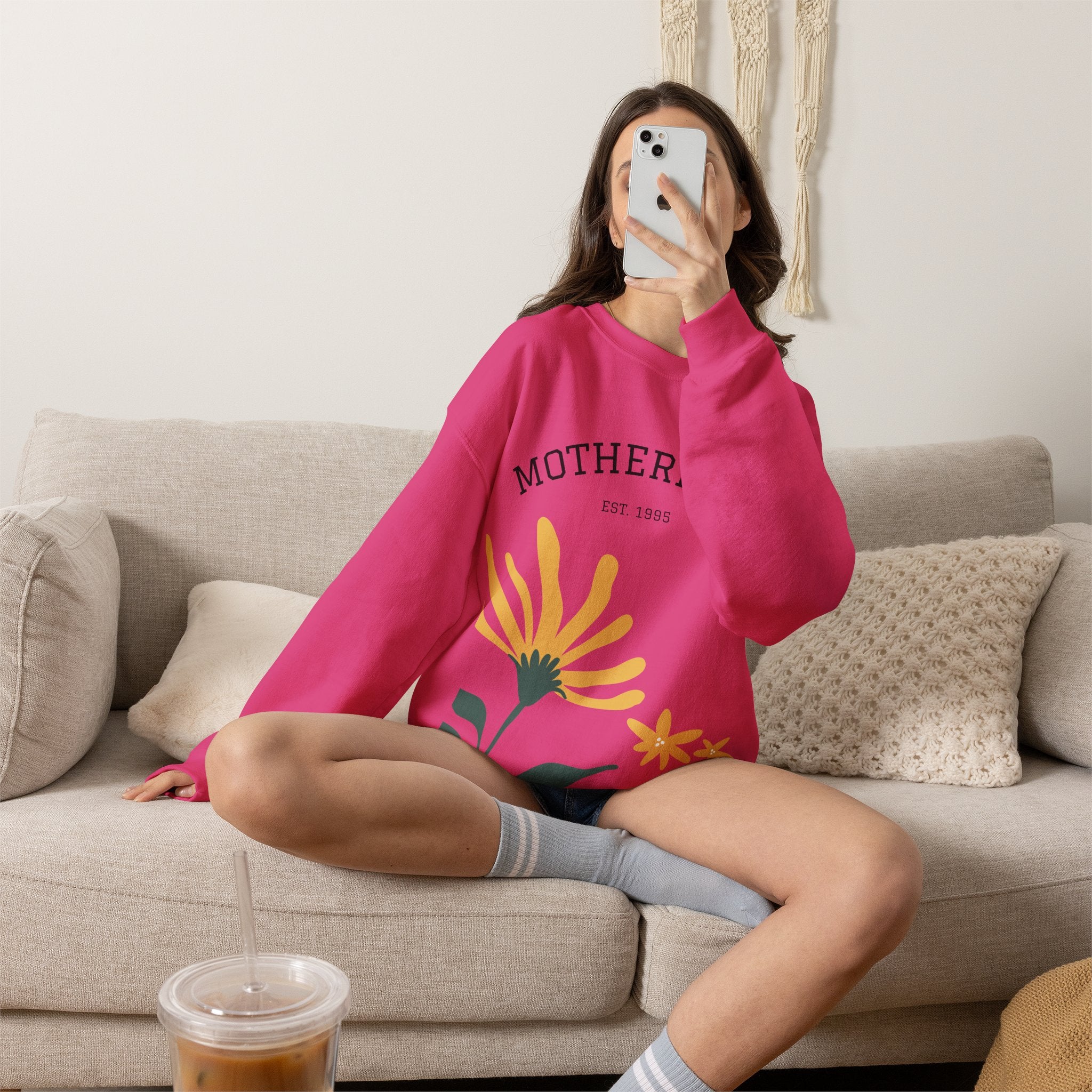 Motherhood Floral Crewneck Sweatshirt — 'Motherhood Est. 1985' Cozy Mom Gift