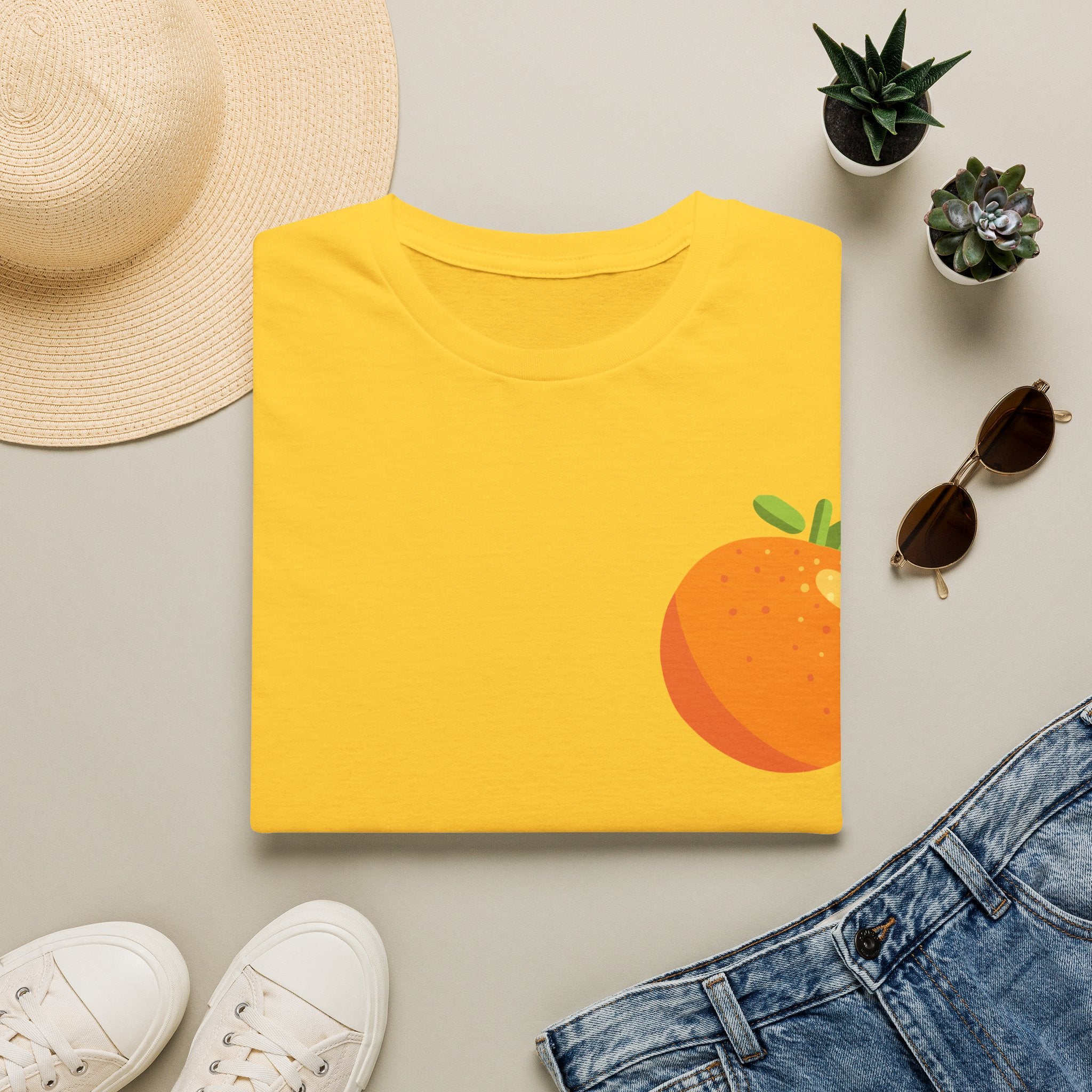 Orange Pocket Tee — Cute Minimalist Citrus Graphic T-Shirt