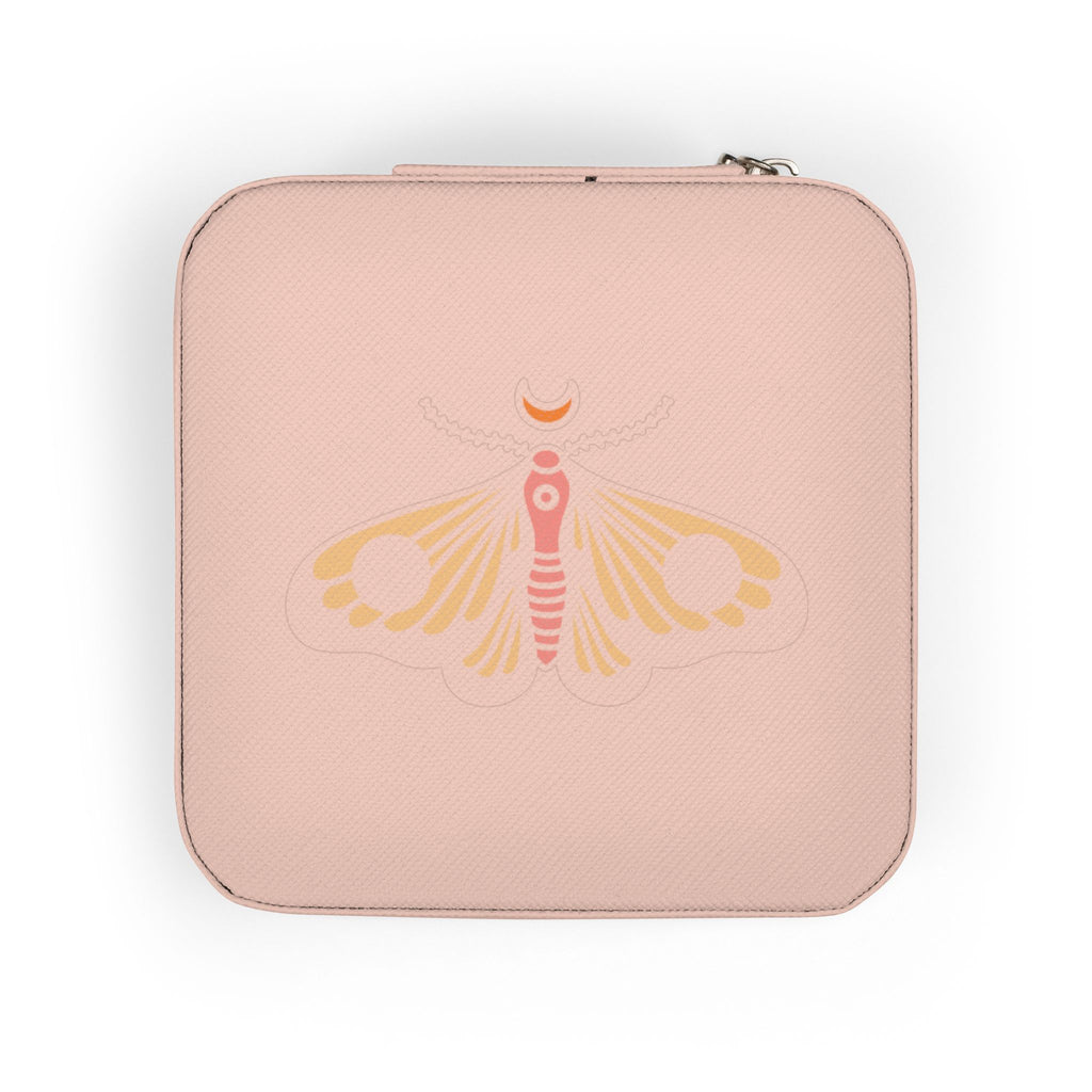 Compact Moth Jewelry Travel Case — Pink Portable Ring & Earring Organizer