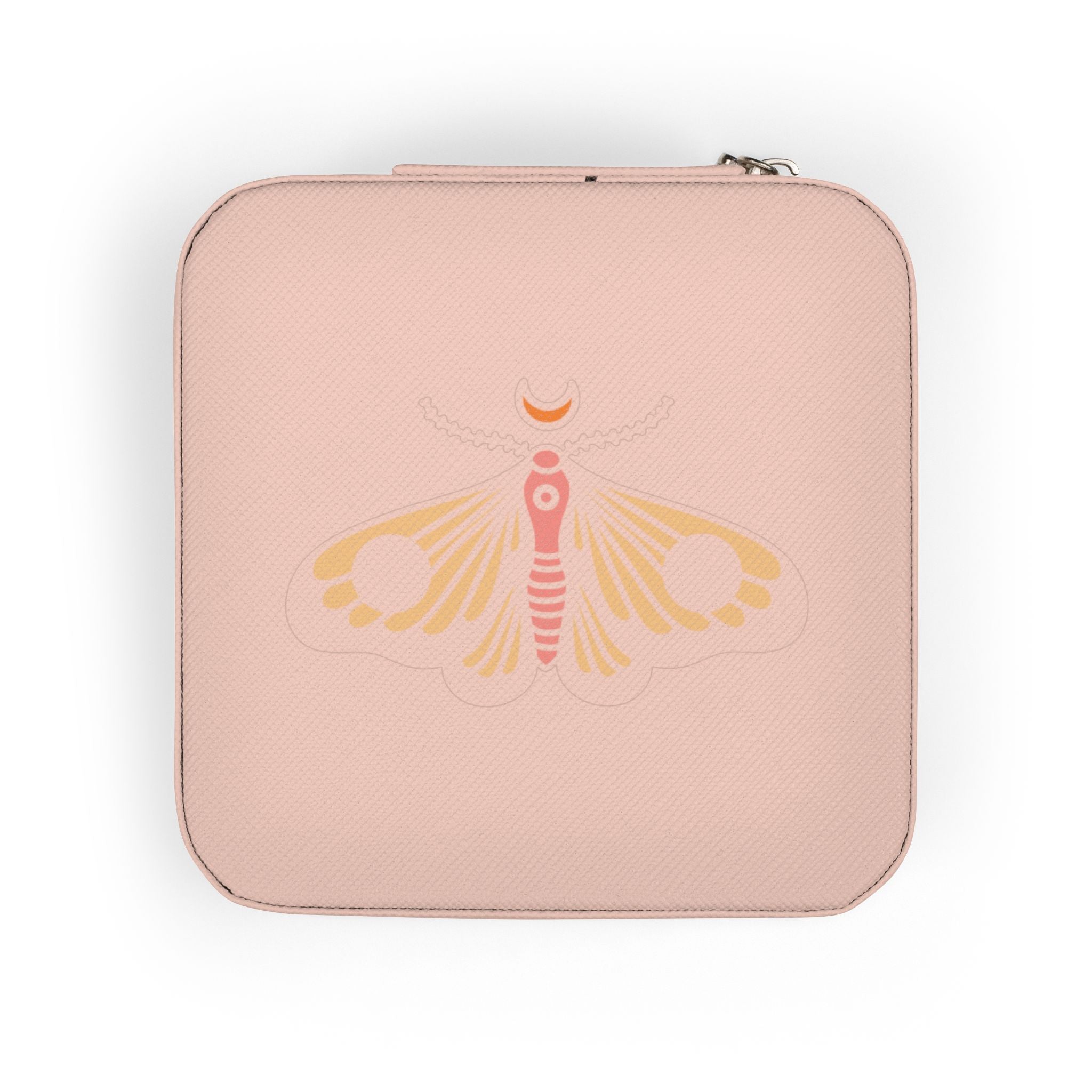 Compact Moth Jewelry Travel Case — Pink Portable Ring & Earring Organizer