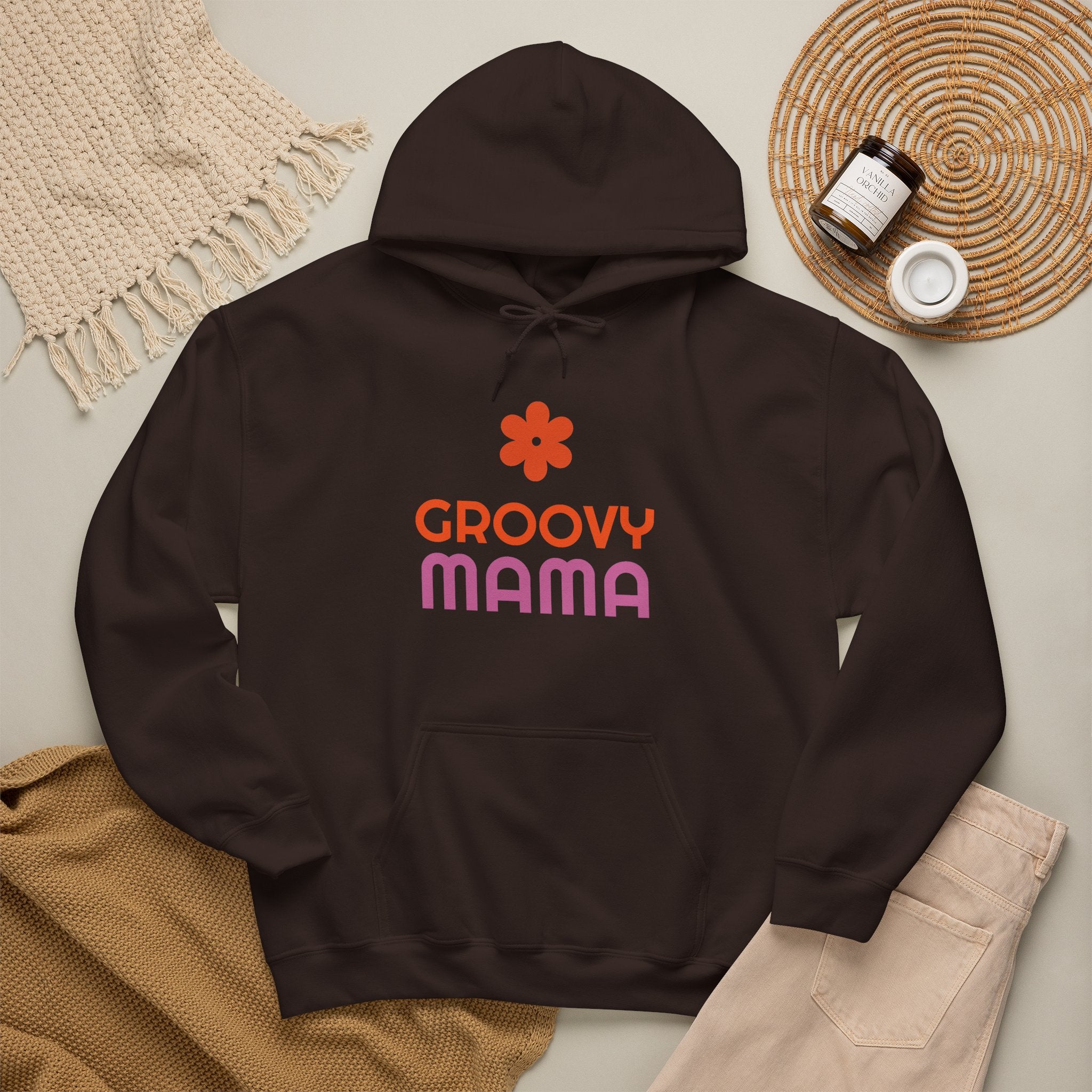 Groovy Mama Hoodie — Cozy Retro Flower Mom Sweatshirt