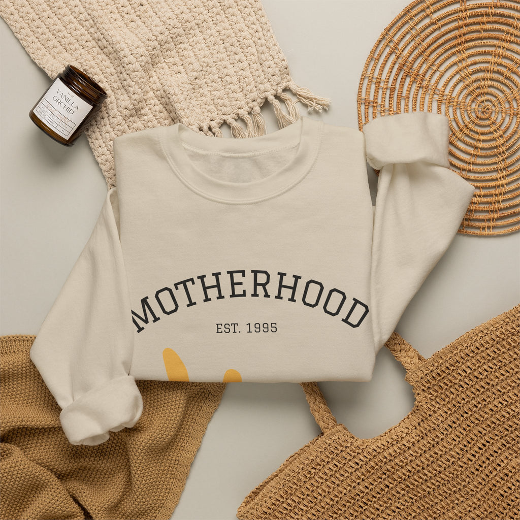 Motherhood Floral Crewneck Sweatshirt — 'Motherhood Est. 1985' Cozy Mom Gift