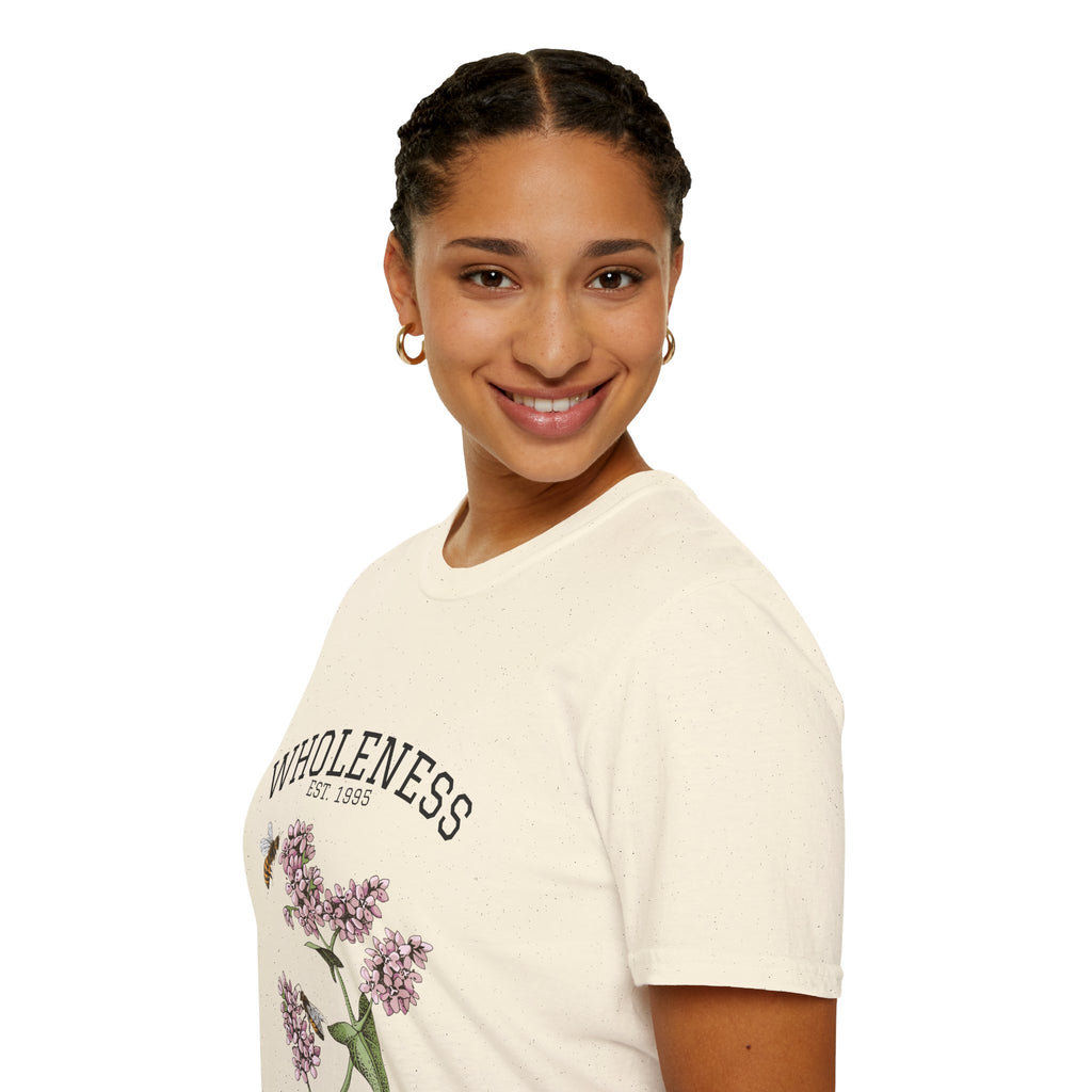 Wholeness Floral T‑Shirt — Vintage Lilac Botanical Design